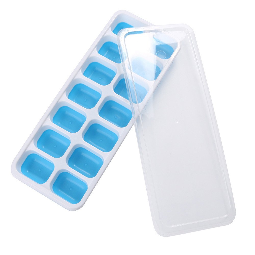 Flexible 4 Ice Cube Tray with 56-Piece Rubber Set - Perfect for Cocktails, Beverages & Kitchen Use - BPA-Free Plastic Ice Chip Molds for Bars, Dining & Home
