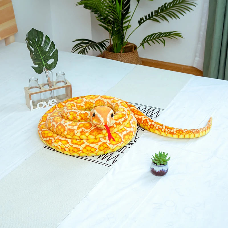 3M Simulation Soft Plush Toy - Giant Yellow Snake Stuffed Animal, Realistic Python Cloth Doll for Kids & Toddlers - Perfect Birthday, Christmas Gift for Boys & Girls - Great for Cuddling, Room Decor, and Pretend Play