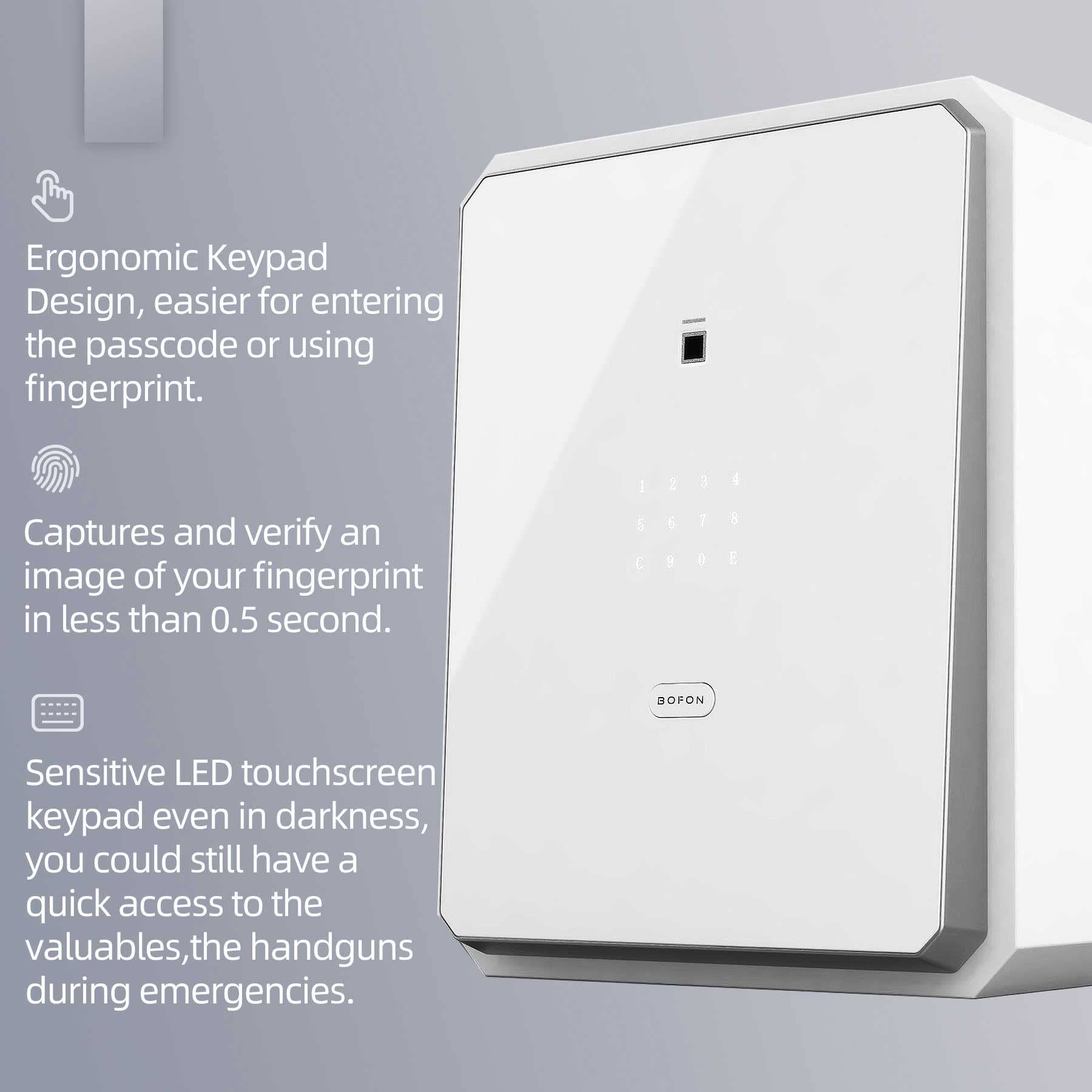 Biometric Fingerprint Safe Box with Key - 2.1 Cubic Feet Home & Office Security Cabinet - Digital Lock Box for Jewelry, Cash, Documents & Valuables - Ideal for Bedroom, Closet or Office Storage