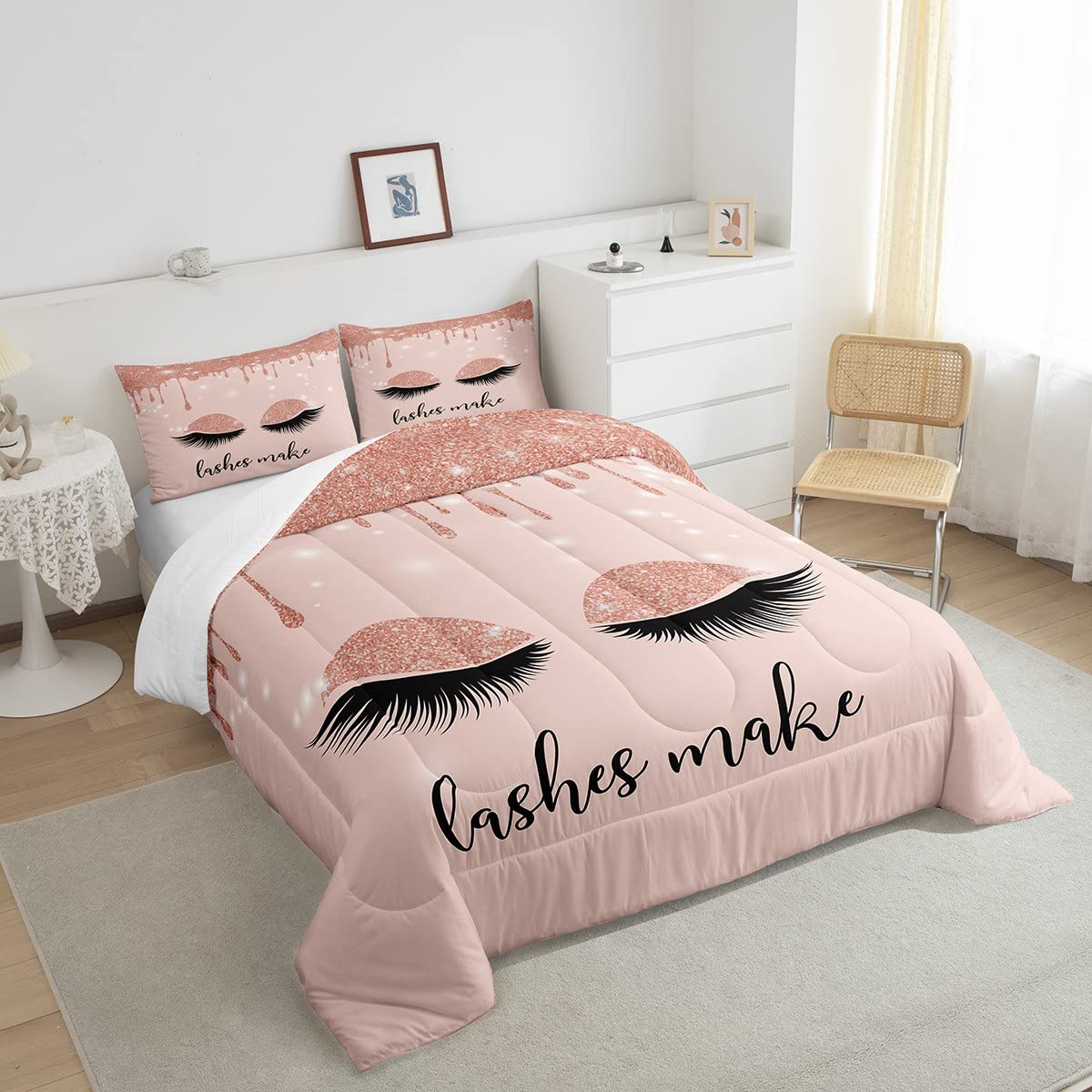 Cute Unicorn Comforter Set Twin Size - Pink Princess Bedding for Girls & Teens | Soft Breathable Duvet Cover with Pillowcase | Kids Room Decor & Sleepover Essentials