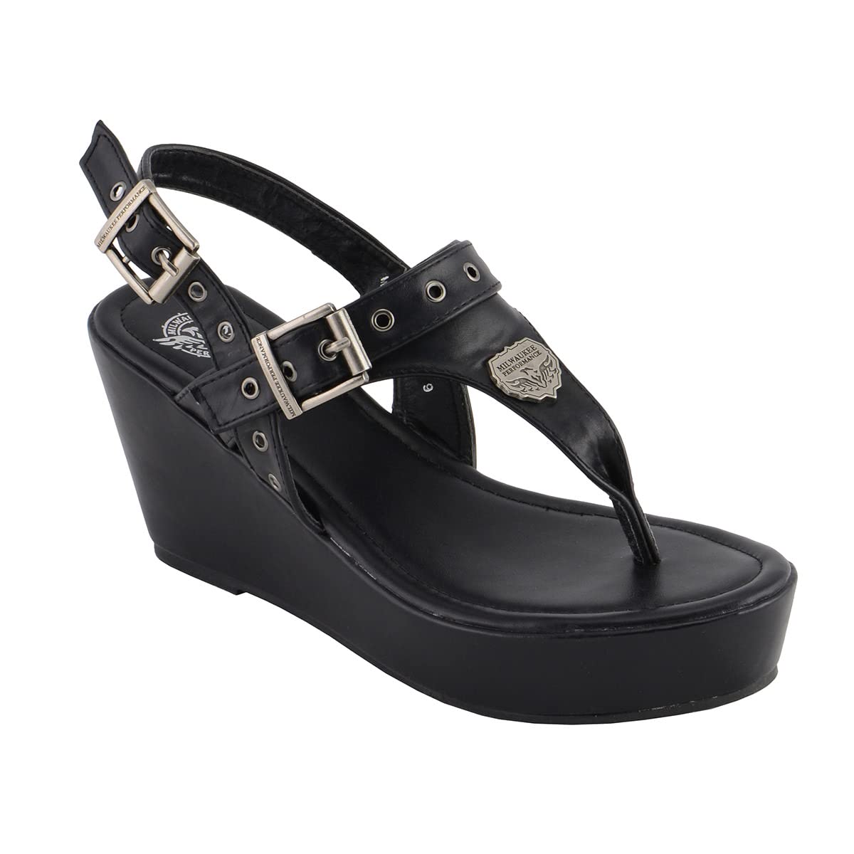 Milwaukee Leather Women's Buckle Strap Wedge Sandals - Comfortable Summer Casual Shoes for Walking, Beach & Outdoor Activities