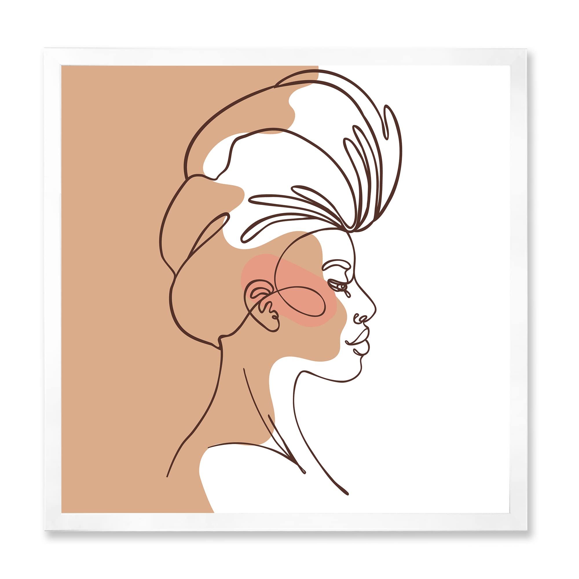 African American Woman Portrait Line Art - Modern Framed Wall Decor for Living Room, Bedroom & Office | Black & White Minimalist Art Print