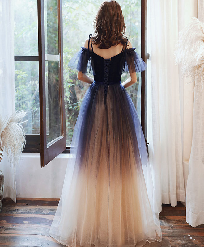 Blue Sweetheart Tulle Off Shoulder Long Prom Dress - Elegant Evening Gown for Formal Dances, Galas & Special Occasions