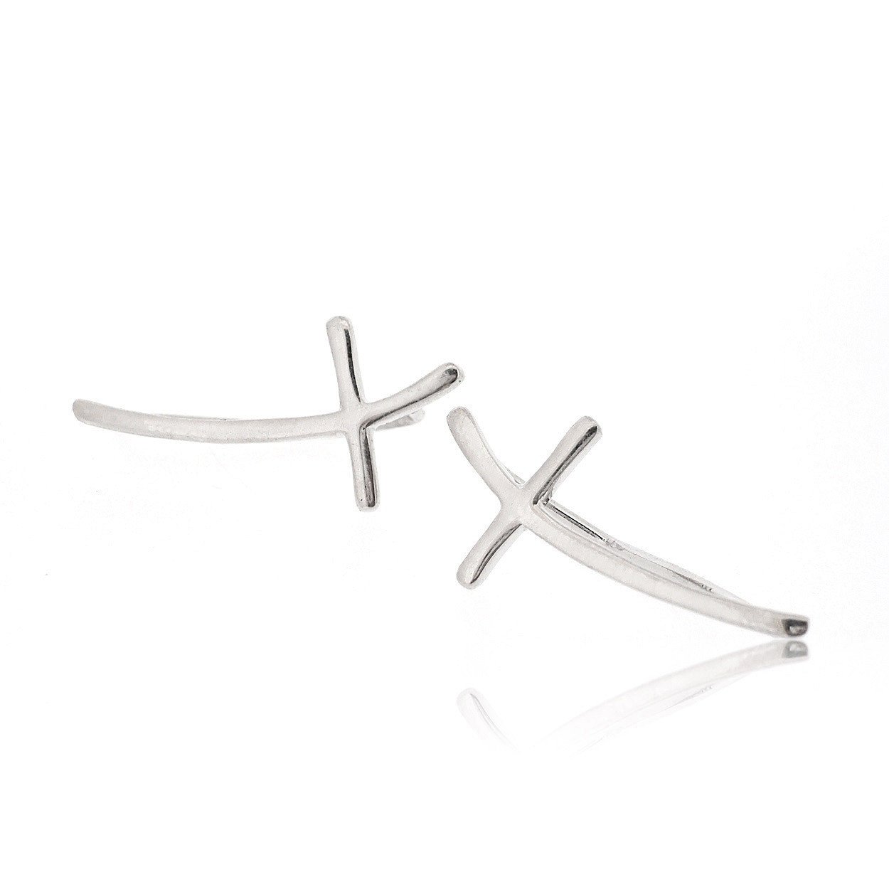 Sovats Sideways Cross Earrings for Women - 925 Sterling Silver Rhodium Plated, Hypoallergenic Nickel Free, Simple & Stylish Climber Earrings - Perfect for Everyday Wear, Gift Giving & Special Occasions