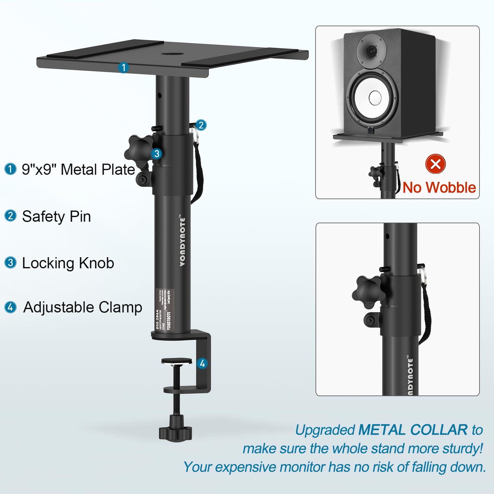 Premium Studio Monitor Stands Set of 2 - Adjustable Height 12