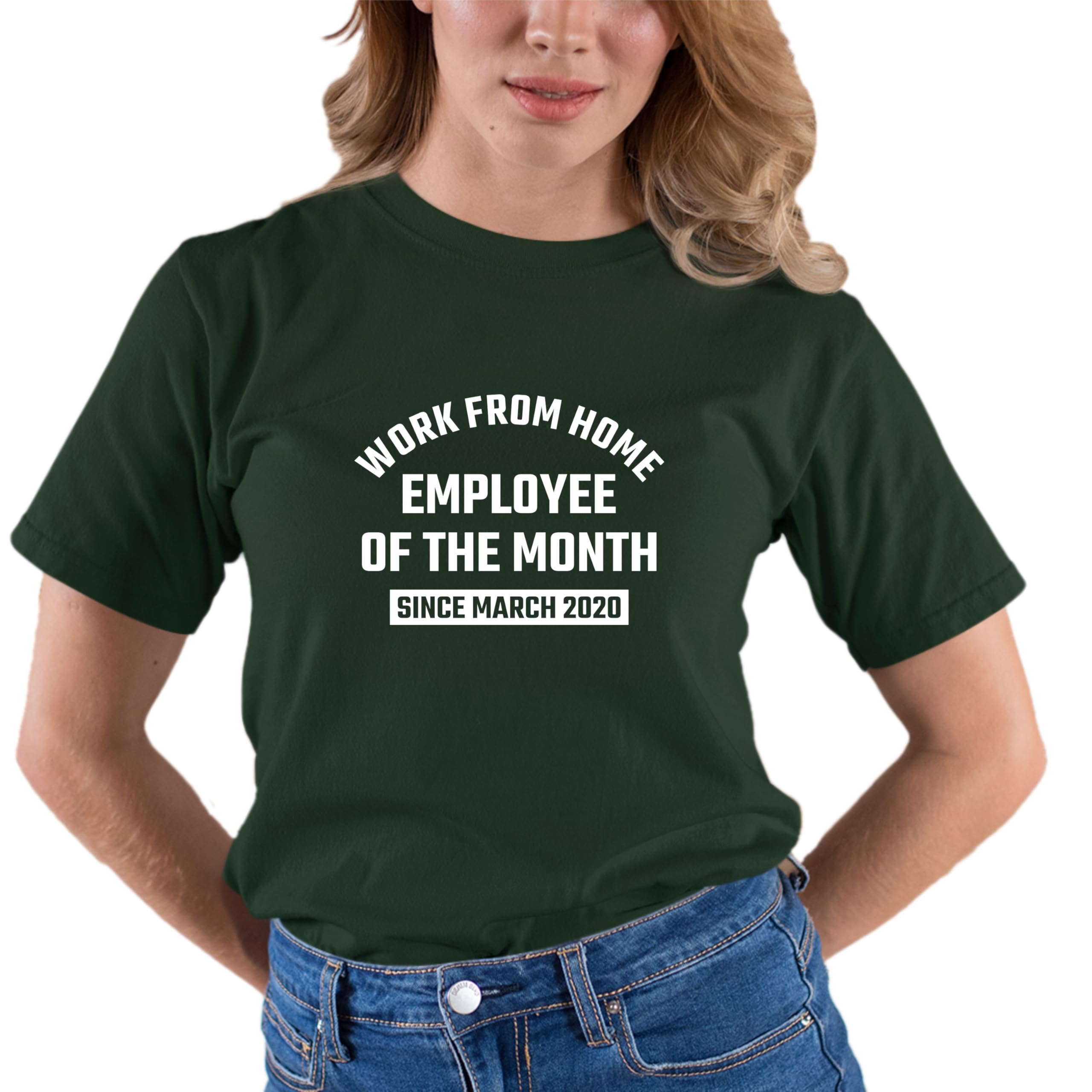 Funny Work From Home Employee of The Month T-Shirt Since March 2020 - Comfortable Cotton Tee for Remote Workers | Office Humor Gift & Casual Wear | Perfect for Video Calls, Virtual Meetings & WFH Days