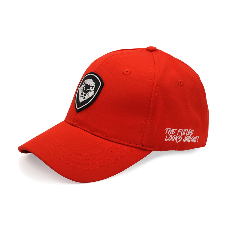 VT Lion Shield Logo Future Looks Bright Red & White Snapback Hat - Stylish Baseball Cap for Men & Women - Perfect for Sports, Outdoor Activities and Street Fashion