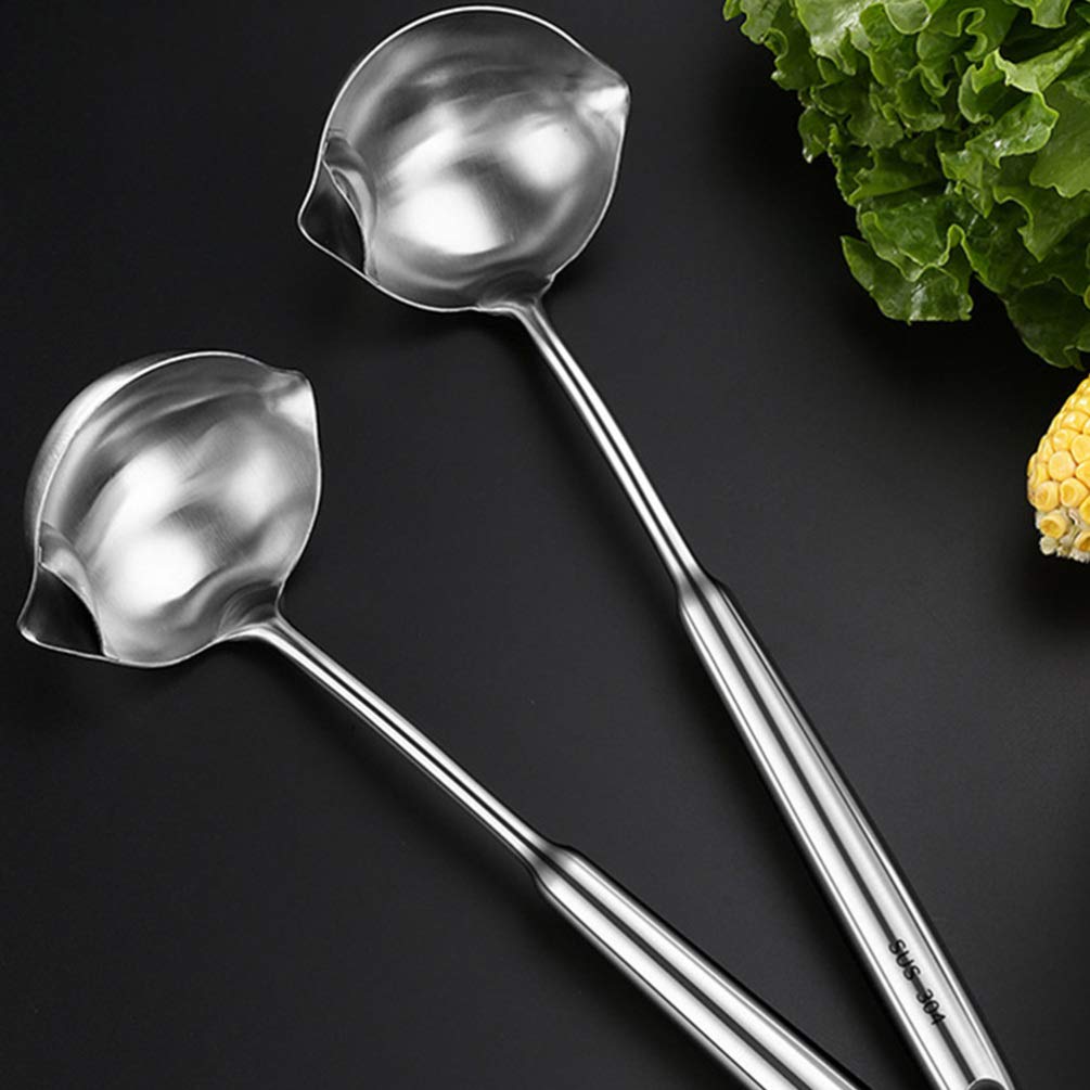 Premium Stainless Steel Grease Spoon with Filter Hole - Oil Strainer, Soup Ladle & Hotpot Scoop for Kitchen, Cooking, and Serving - Ideal for Filtering Oil, Serving Soup, and Hotpot Dishes