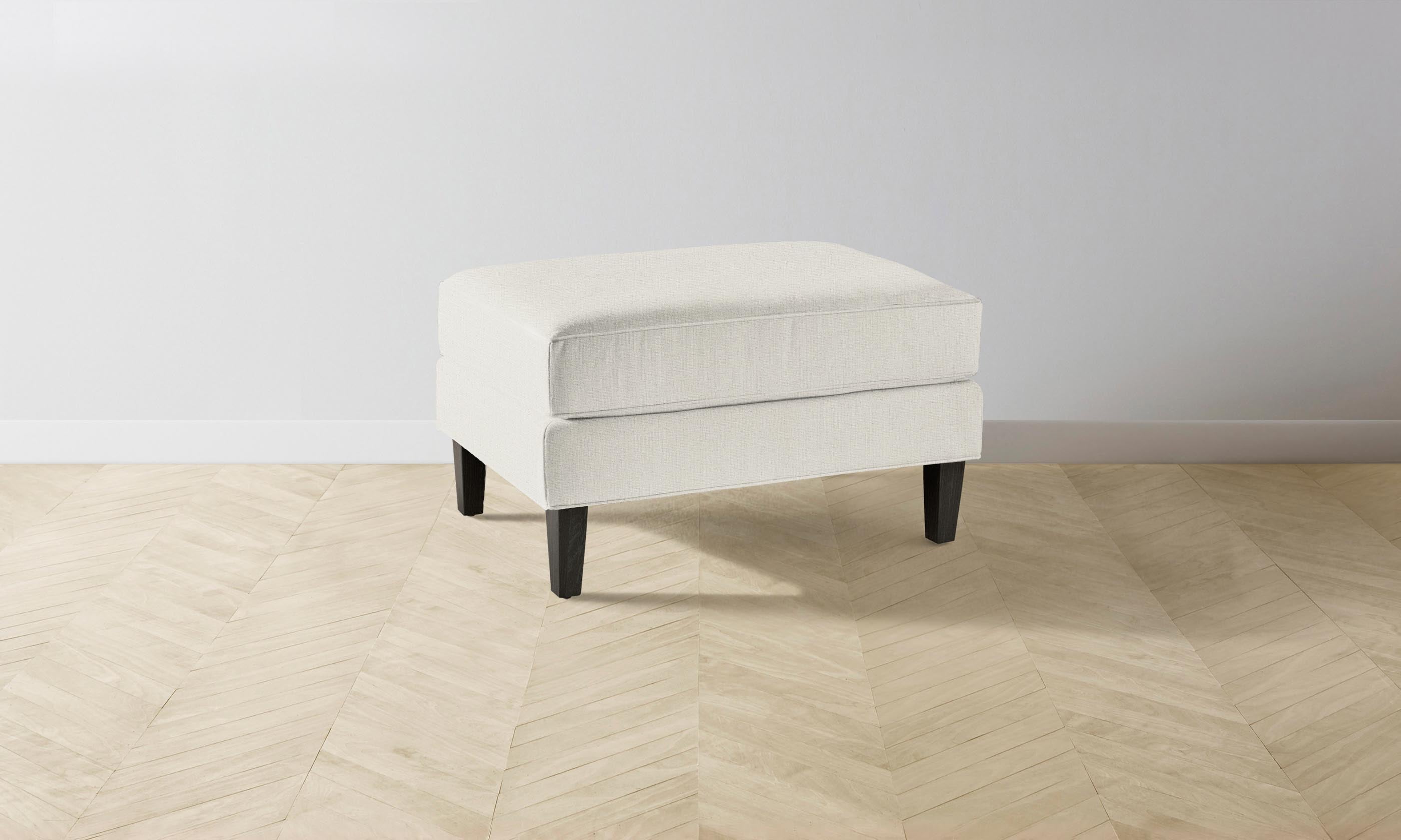 Crosby Ottoman with Performance Linen Weave Fabric - Modern Living Room Footrest, Accent Chair & Storage Bench for Home Decor