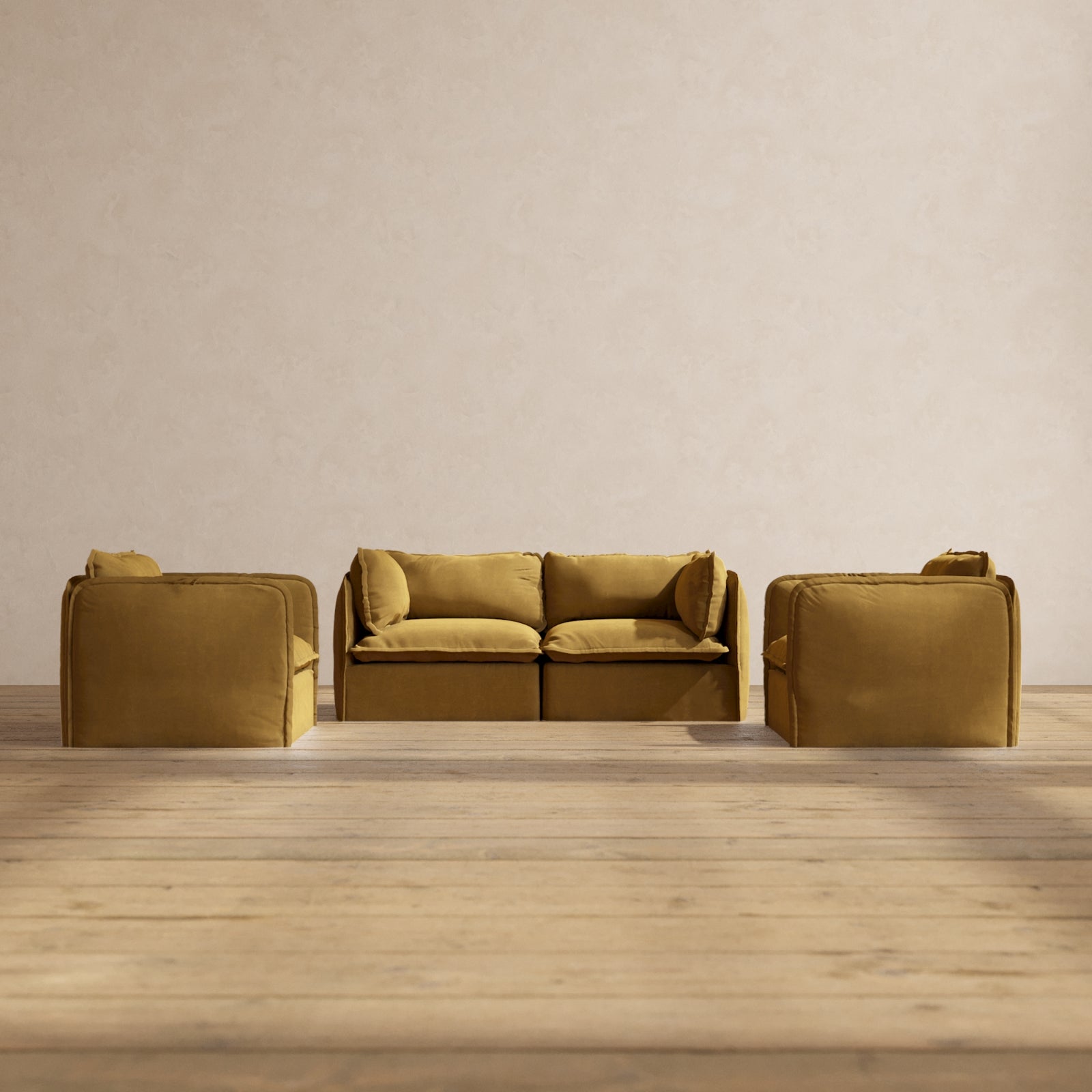 Premium Modular 2-Seater Sofa & Armchair Set in Toffee Brown | Modern L-Shaped Sectional Couch for Living Room | Perfect for Small Spaces, Apartments and Cozy Home Decor