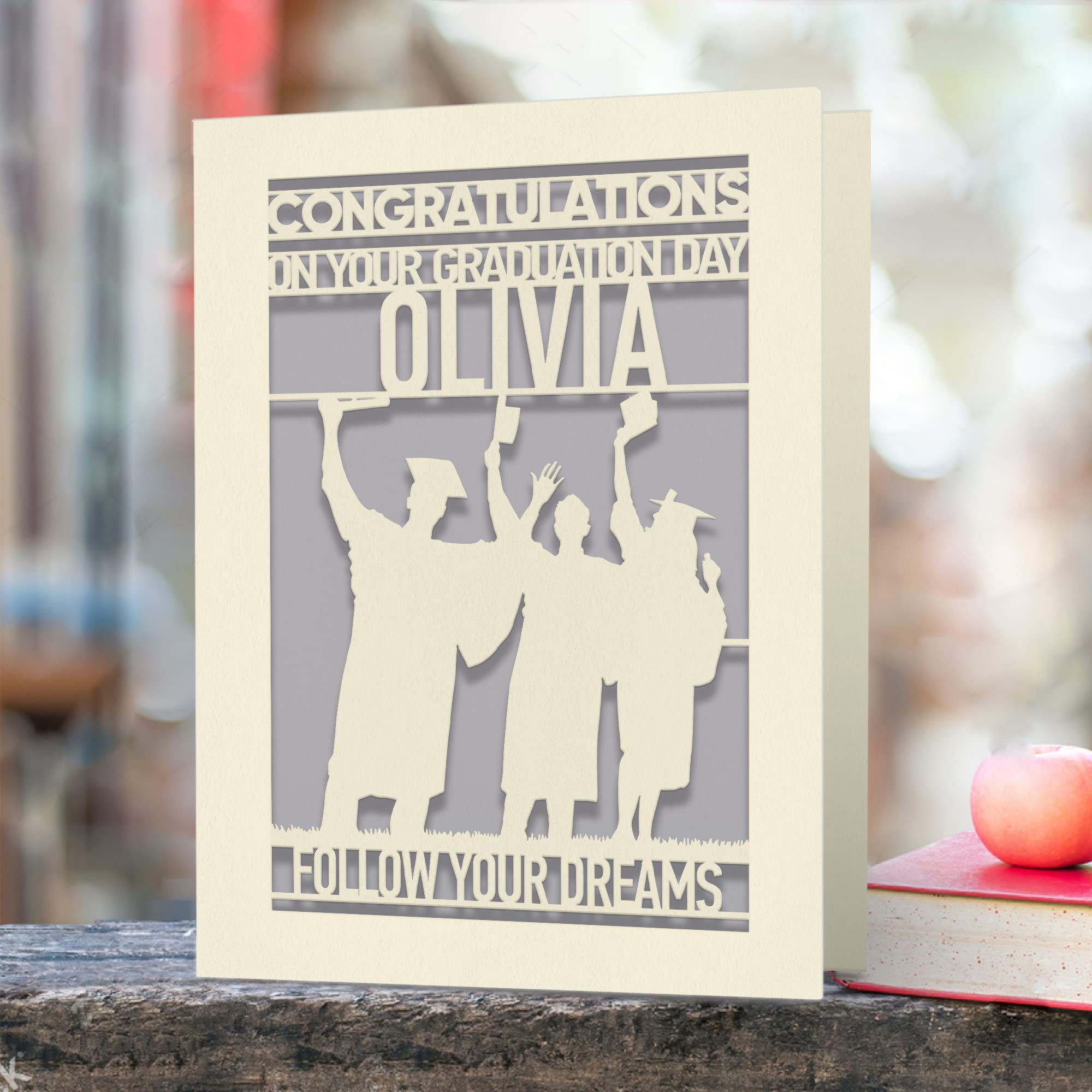 Personalized Graduation Greeting Cards for Him, Her, Daughter & Son - Custom Laser Cut Class of 2025 Congratulations Cards with Envelope - Perfect for High School & College Graduates (Gray) - Great for Graduation Parties, Gifts & Keepsakes