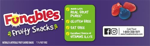 Funables Mixed Berry Fruit Snacks - 0.8oz Pouches (Pack of 10) | Gluten Free Kids Snacks for Lunch Boxes, School, Travel & On-the-Go Healthy Treats