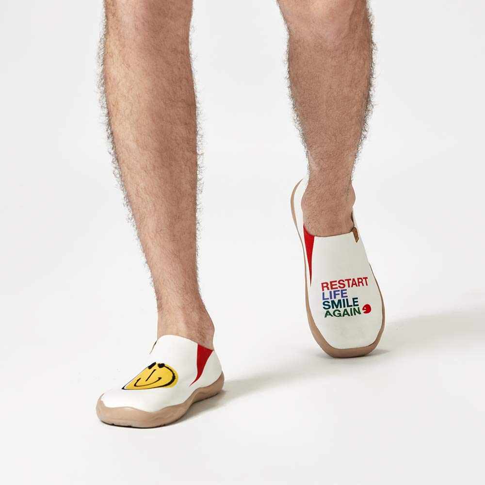 UIN Smiley Slip-On Fashion Sneakers - Cute Casual Comfortable Soft Canvas Shoes with Artistic Painting | Perfect for Everyday Wear, Walking, Travel & Street Style Outfits