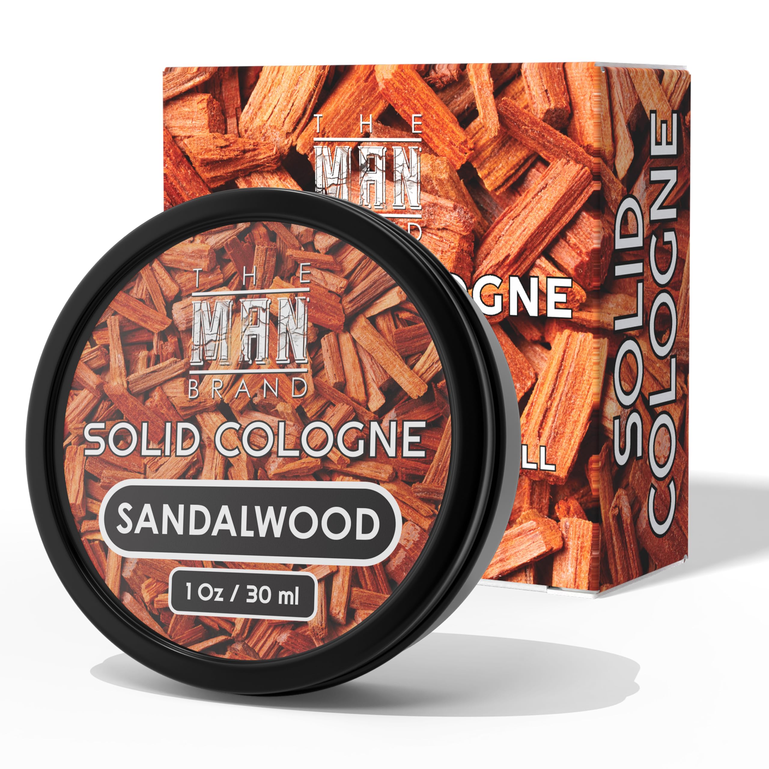 Premium Solid Cologne for Men - Sandalwood Scented Wax Perfume Balm, Long-Lasting Fragrance (1oz) - Perfect for Travel, Gym & Everyday Use