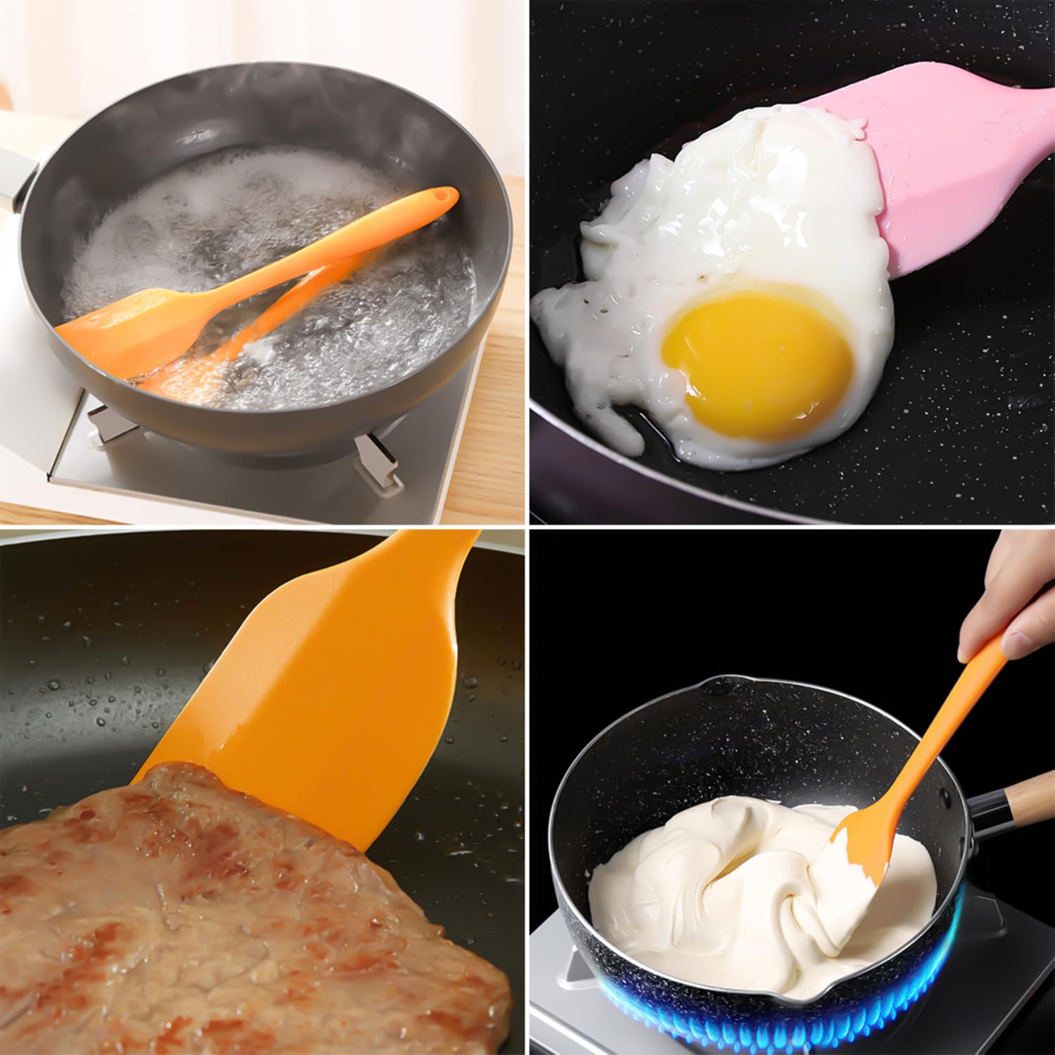 5-Piece Heat-Resistant Silicone Spatula Set - Non-Stick Rubber Scraper for Baking, Cooking, Cake Decorating & Dessert Making - Perfect for Mixing, Spreading Butter, Cream & Frosting in Kitchen