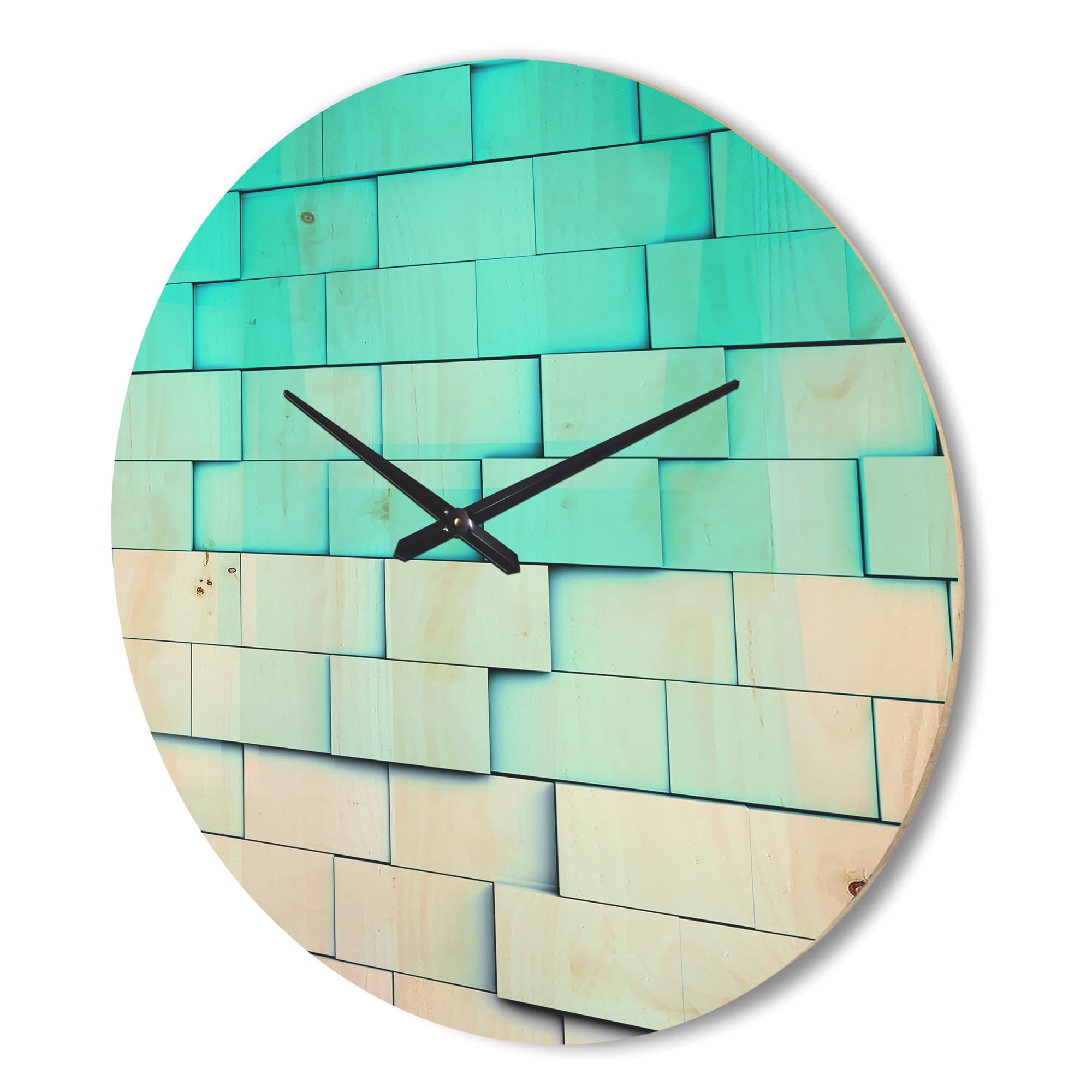 Blue Mosaic Cubes Modern Wood Wall Clock - Large Oversized Decorative Wooden Clock for Living Room, Bedroom & Office Décor - Perfect for Home, Office & Gift Giving
