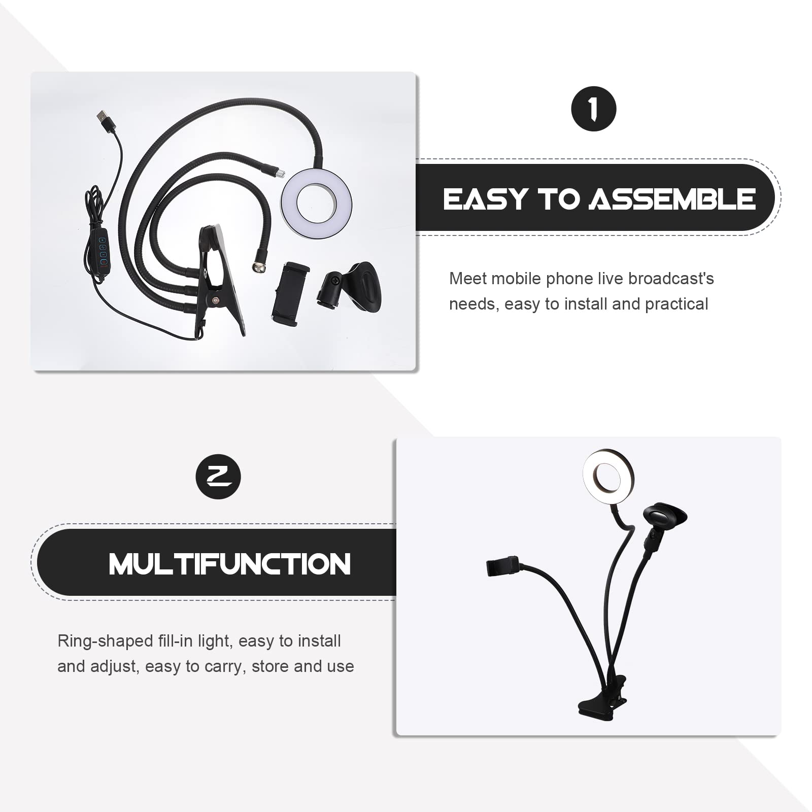 1 Set Adjustable LED Ring Light with Phone Holder - 3 Brightness Levels for Computer, Camera, Selfie, Makeup, Live Streaming & Video Calls - Perfect for YouTube, TikTok, Instagram & Zoom Meetings