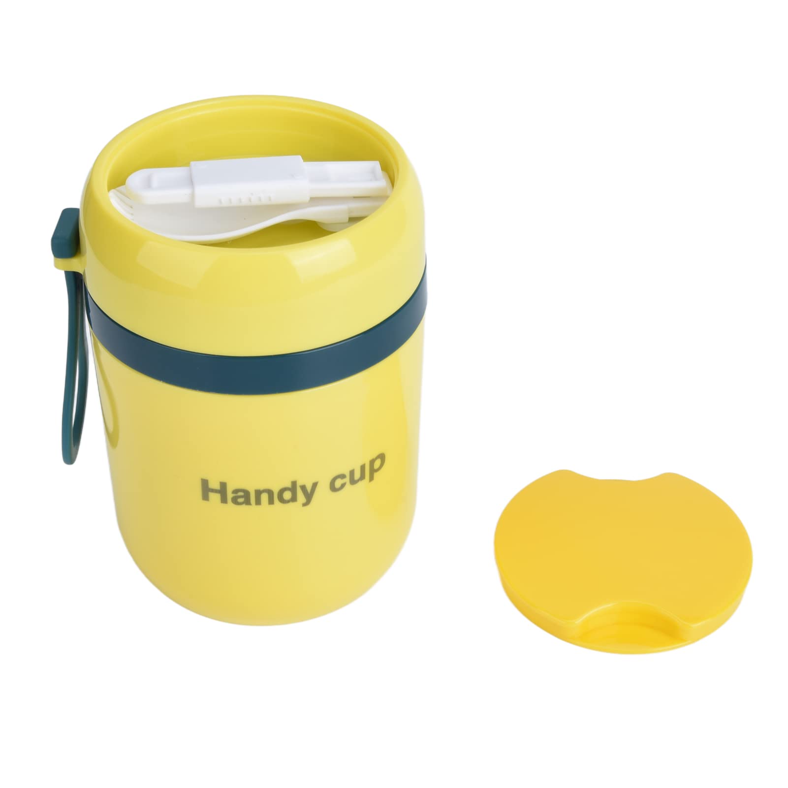 304 Stainless Steel Insulated Food Container with Seamless Welding Technology - Hot & Cold Lunch Box with Foldable Spoon for School, Office, Picnic & Travel (Fashion Yellow & Blue)