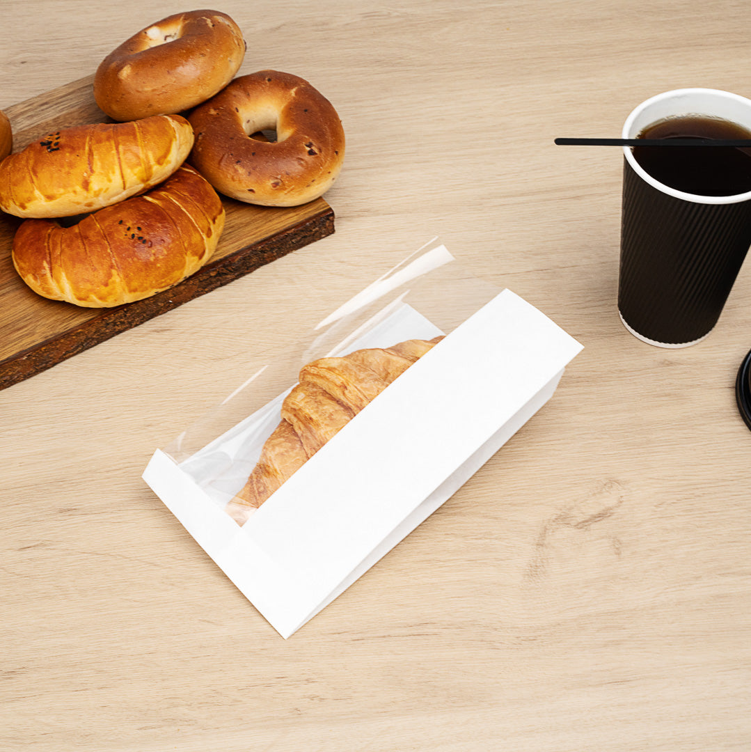 Premium White Small Bread Bags with Side Window - 4.75