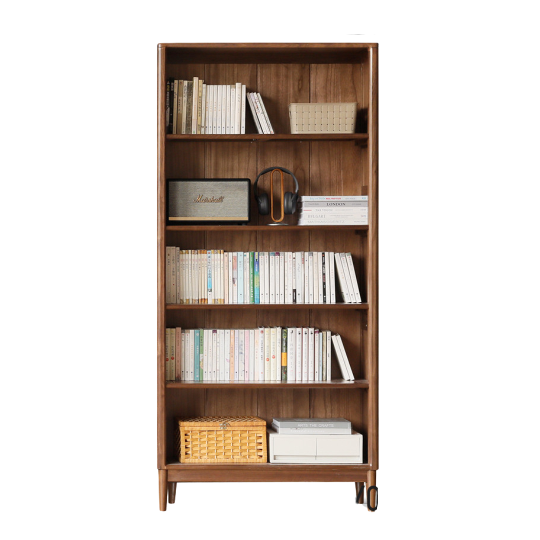 35.4x12.6x74.8 inch/ 90x32x190сm/ Rich Dark Walnut color/ Black walnut bookcase without door