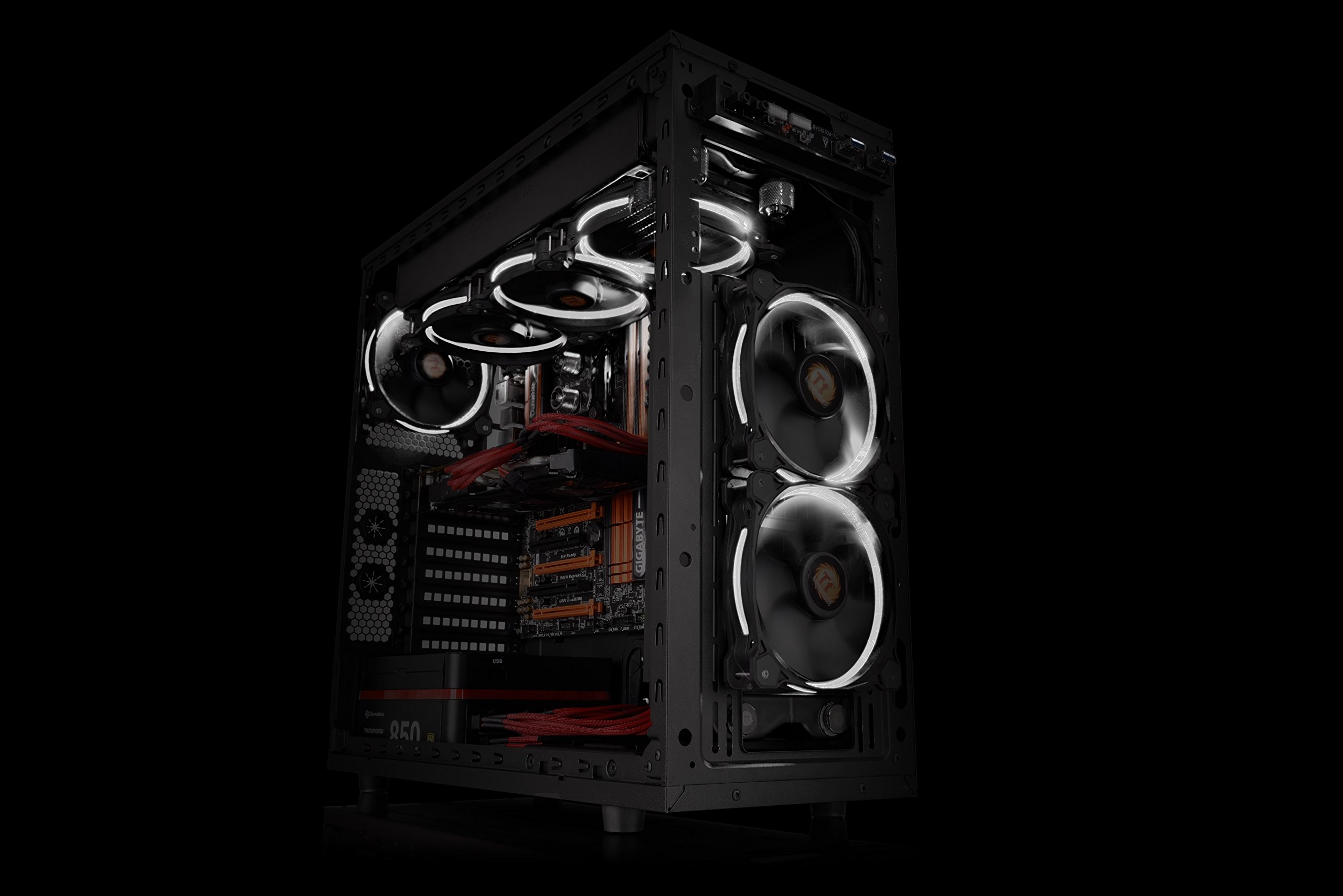 Thermaltake RIING 120mm RGB LED Ultra Quiet High Performance PC Case Cooling Fan - White | Perfect for Gaming PC Builds, Workstation Cooling & Computer Case Airflow Enhancement
