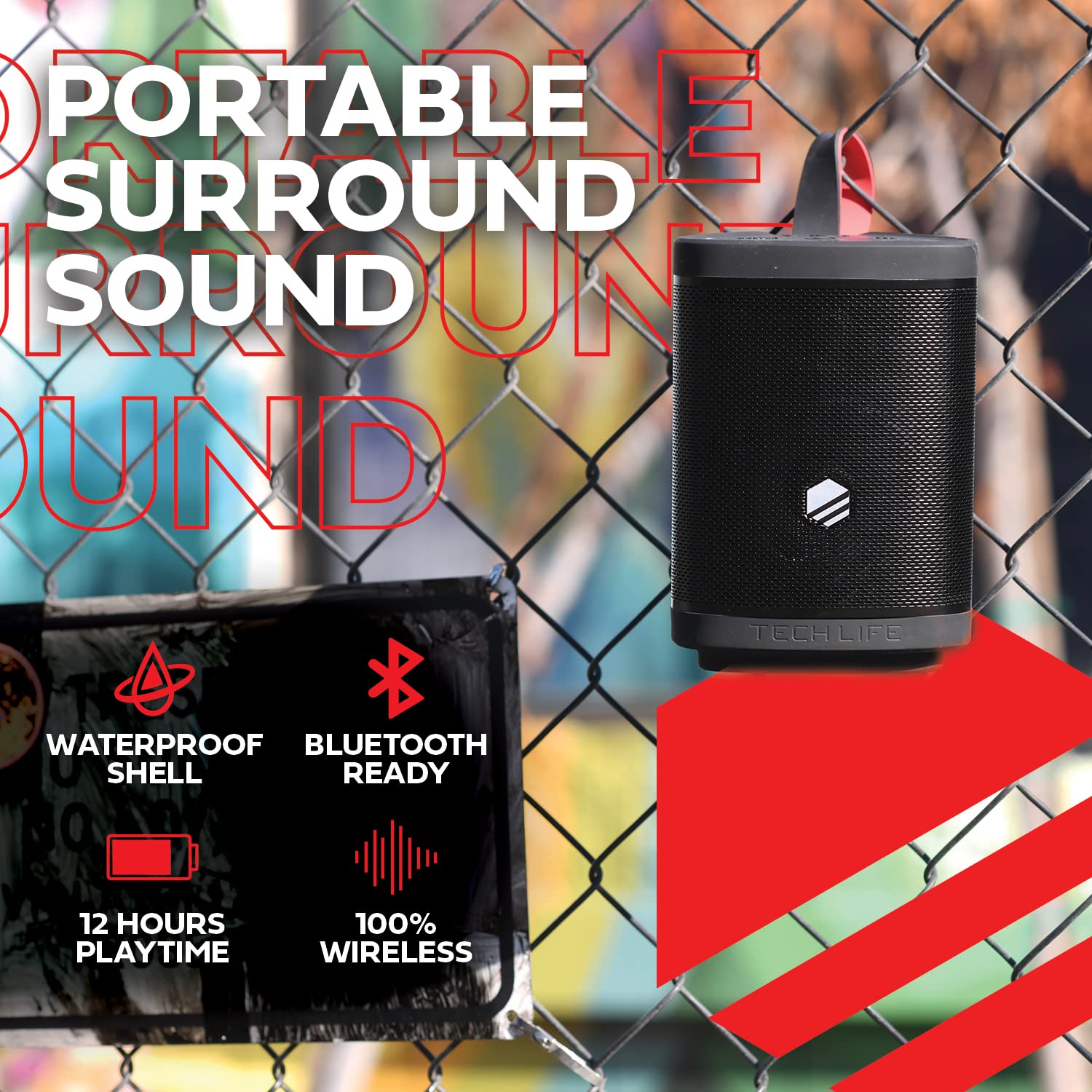 Premium Portable Bluetooth Speaker - Waterproof Outdoor Party Speaker with Powerful Bass, Crystal Clear Sound & 12-Hour Battery Life - Perfect for Pool Parties, Beach Trips, Camping & Home Entertainment