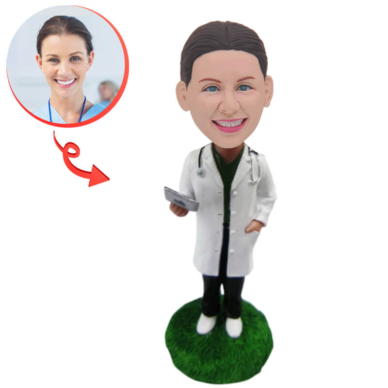 Custom Female Doctor Bobblehead - Personalized Gift for Medical Professionals, Nurses & Healthcare Workers - Perfect for Office Decor, Retirement Gifts & Medical Appreciation