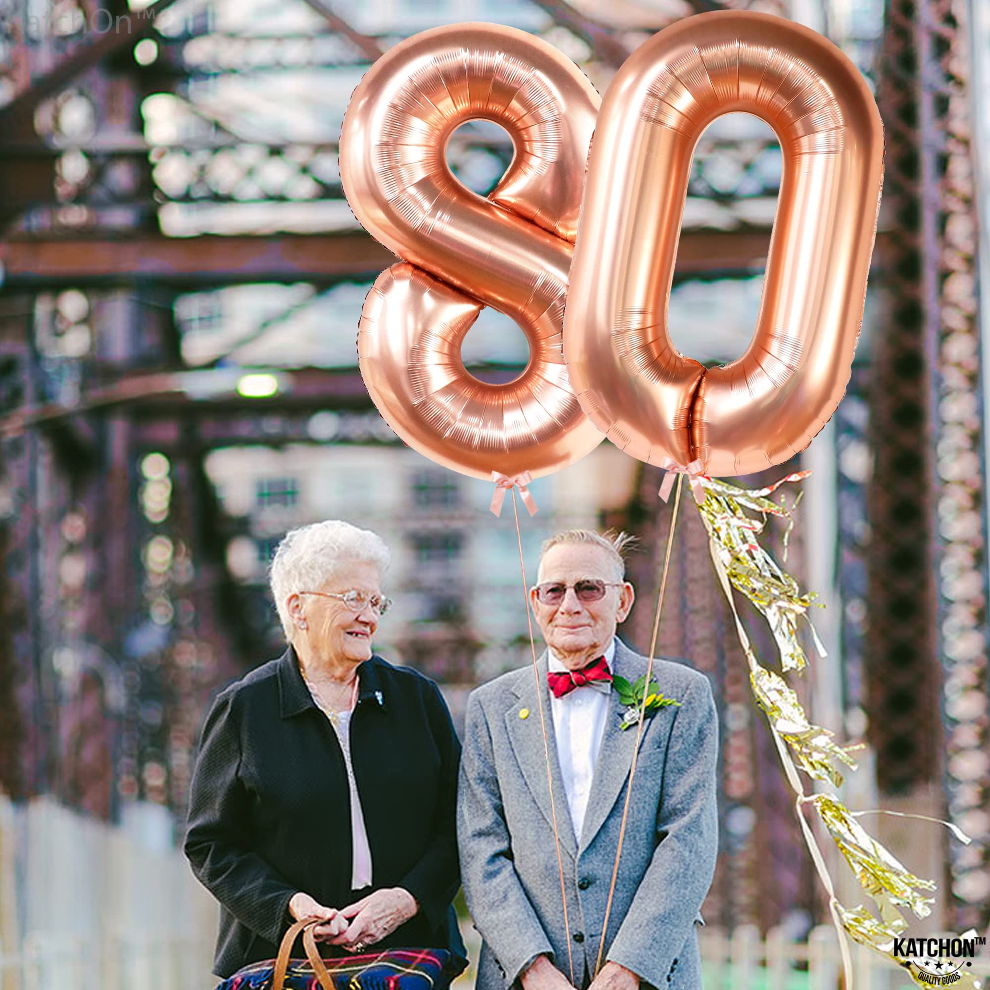 KatchOn 40 Inch Rose Gold 80 Balloon Numbers - Giant 80th Birthday Balloons for Women | Elegant Rose Gold Party Decorations | Perfect for 80th Birthday Celebrations, Anniversaries & Milestone Events