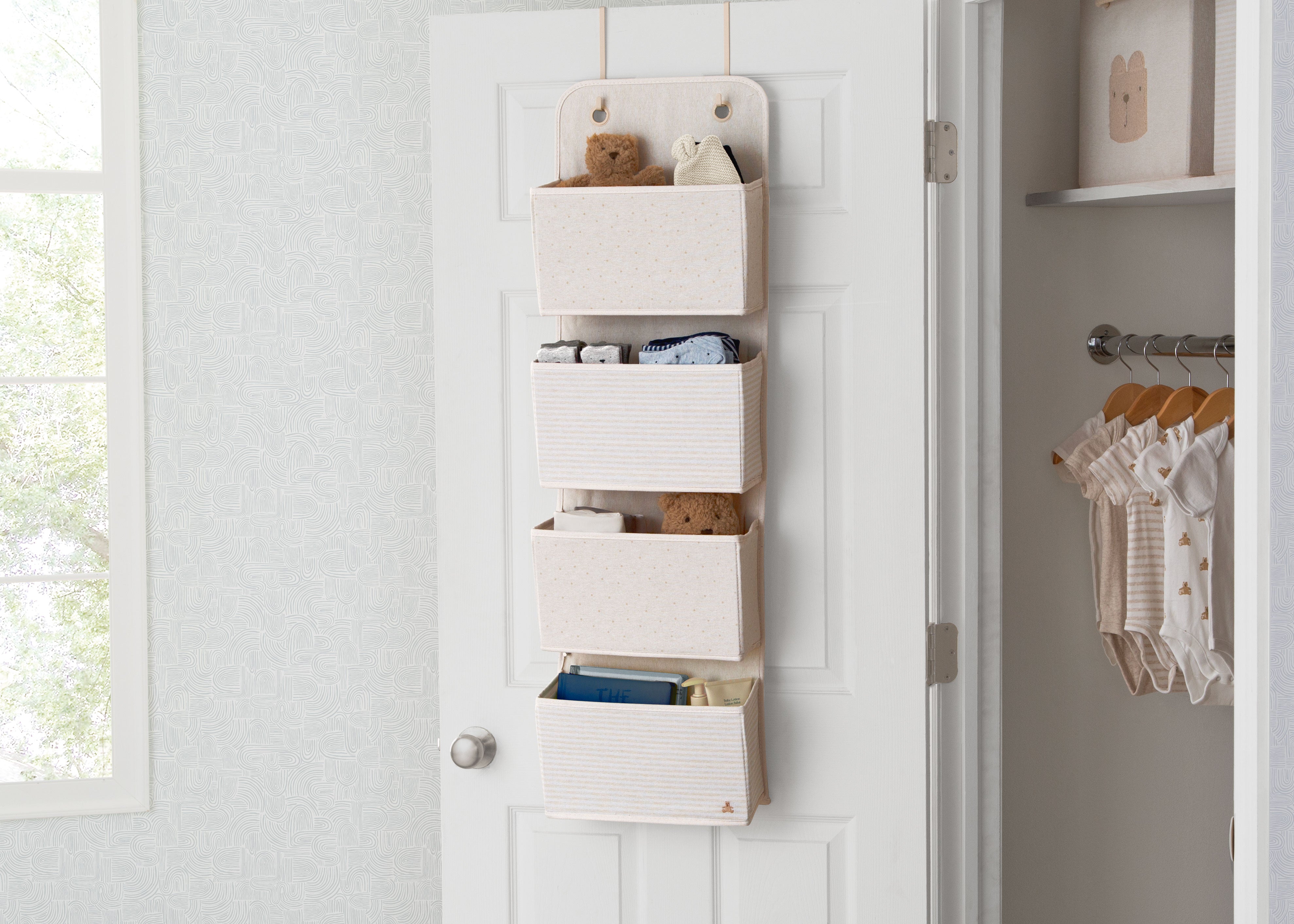 BabyGap 2-Pack Over The Door Hanging Organizer with 4 Pockets - Space Saving Nursery & Closet Storage Solution for Baby Clothes, Toys & Accessories