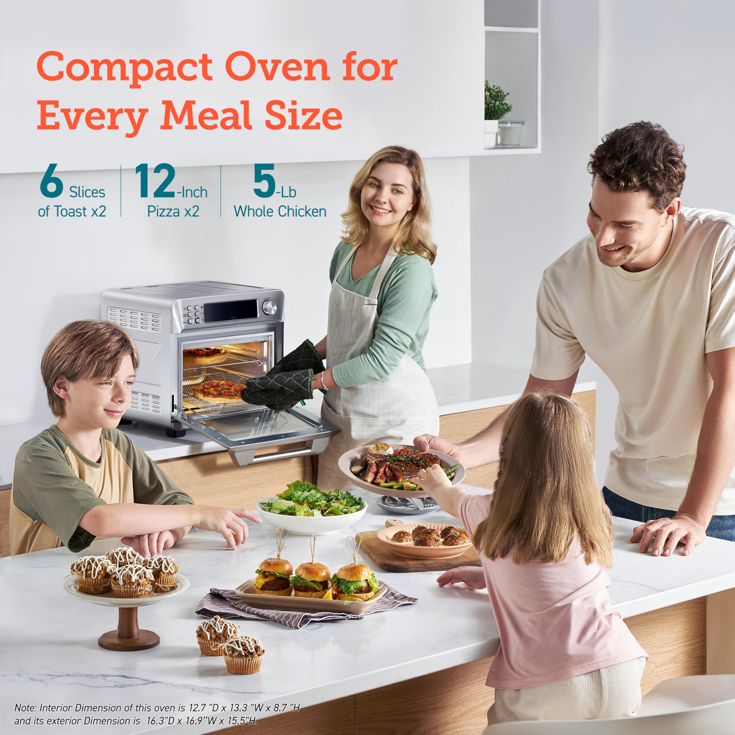 COSORI 26QT Smart Air Fryer Toaster Oven Combo - 12-in-1 Countertop Convection Oven with Sous Vide, Bake, Roast, Broil, Dehydrate & Reheat Functions - Includes 94 Recipes & 3 Accessories - Stainless Steel Silver - Perfect for Small Kitchens, Healthy Cooking & Meal Prep