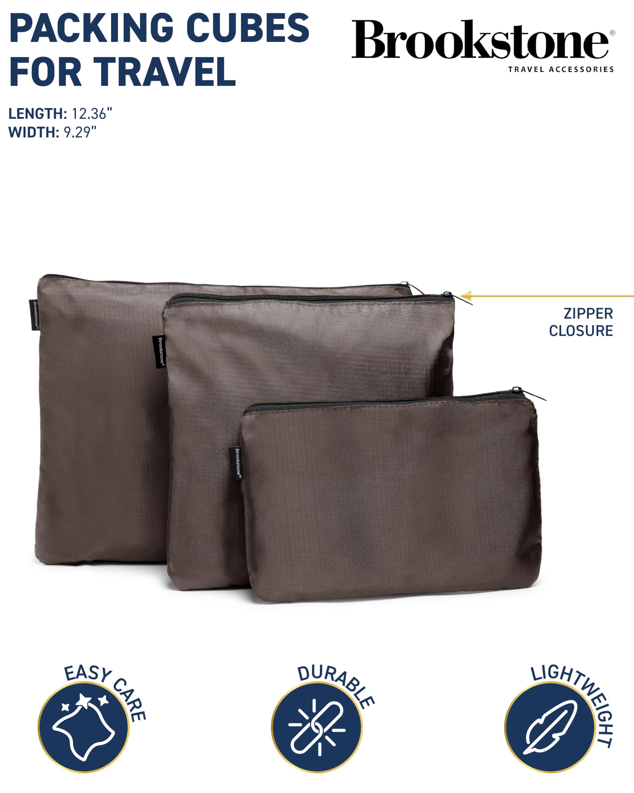 Brookstone 6-Piece Compression Packing Cubes Set - Tear-Resistant Travel Organizer Bags in Velvet Brown | Perfect for Suitcase Organization & Efficient Packing