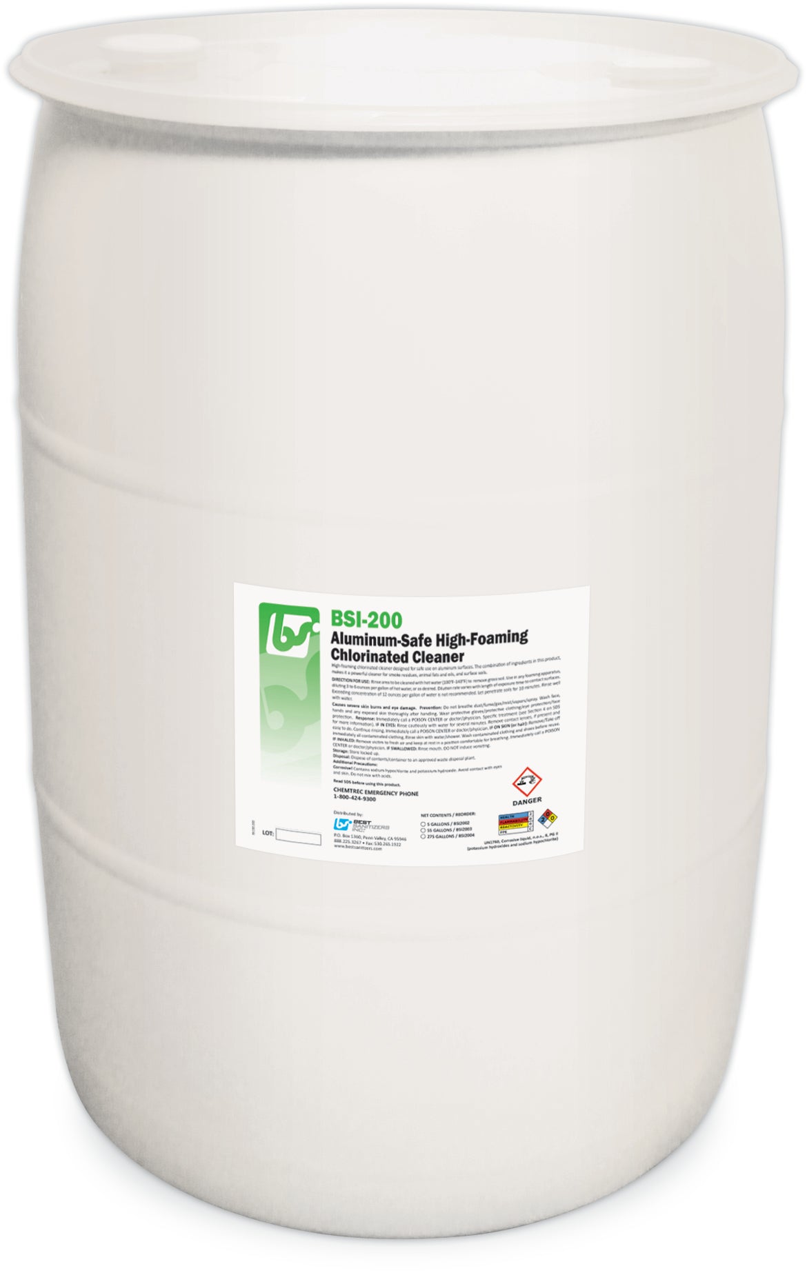 BSI 200 Aluminum Safe High Foaming Chlorinated Cleaner - 55 Gallon Drum (1/ea) | Industrial Degreaser for Aircraft, Automotive & Metal Parts Cleaning