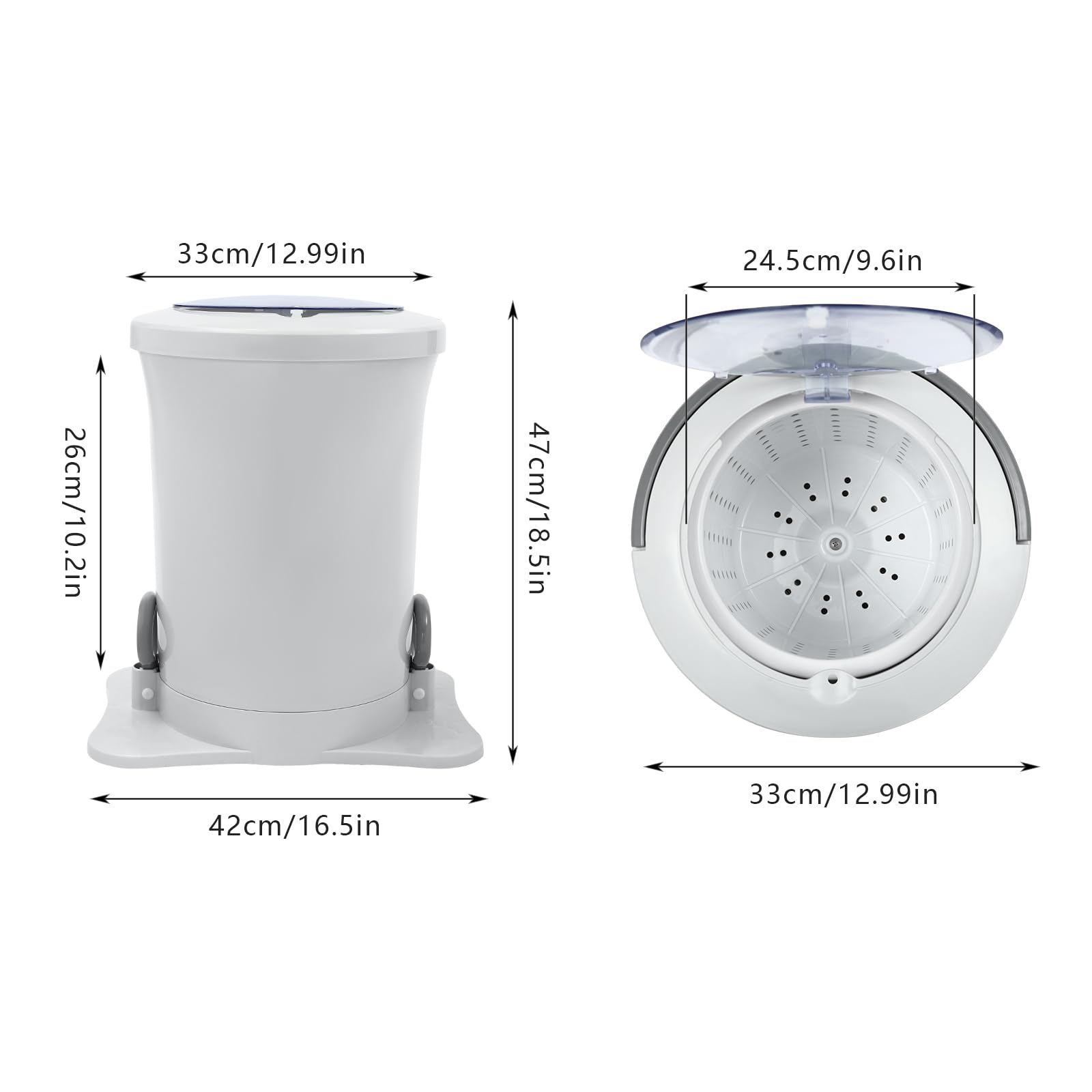 3 Gallon Manual Spin Dryer - Portable Non-Electric Clothes Dehydrator for RV, Camping, Apartment & Dorm | Compact Laundry Solution for Small Spaces (White) - Perfect for Travel, Emergency Use & Off-Grid Living