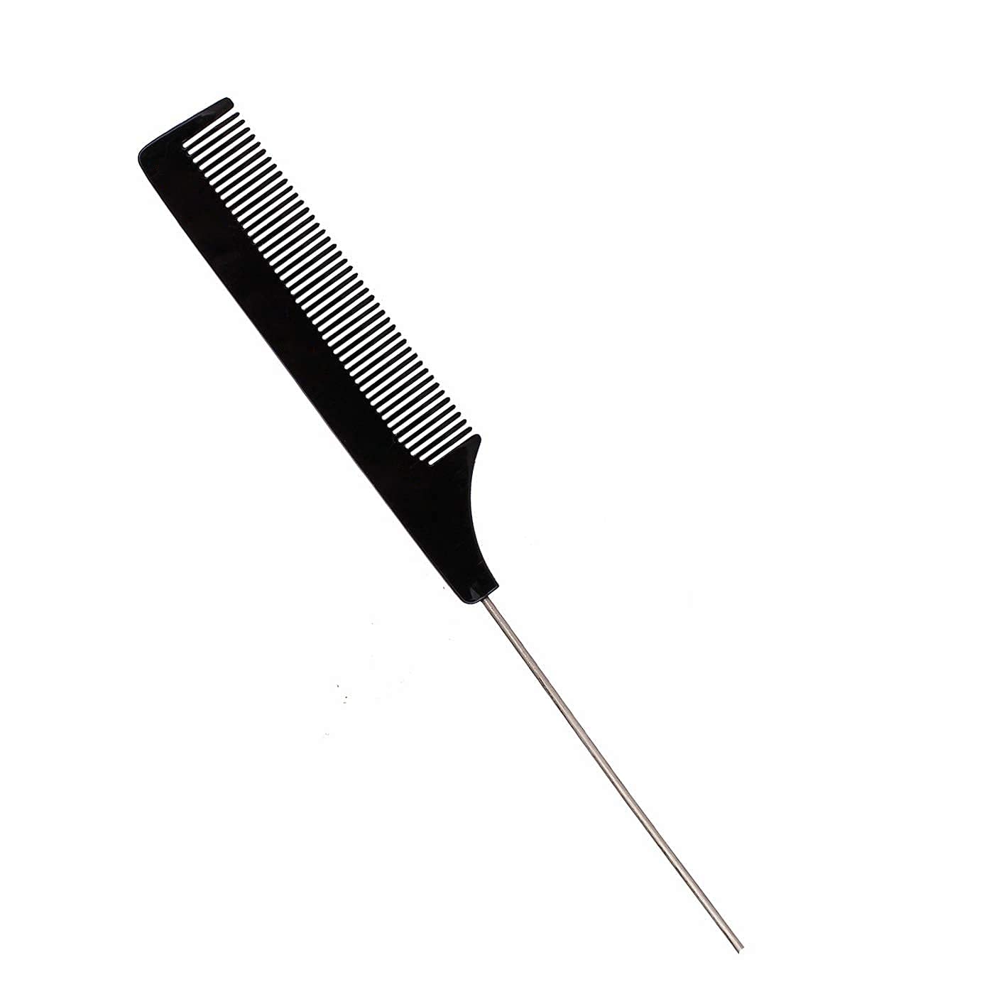 Carbon Fiber Heat Resistant Teasing Comb - Stainless Steel Pintail & Rat Tail Comb for Women & Girls - Professional Hair Styling Tool for Salon, Home Use & Travel (Black)