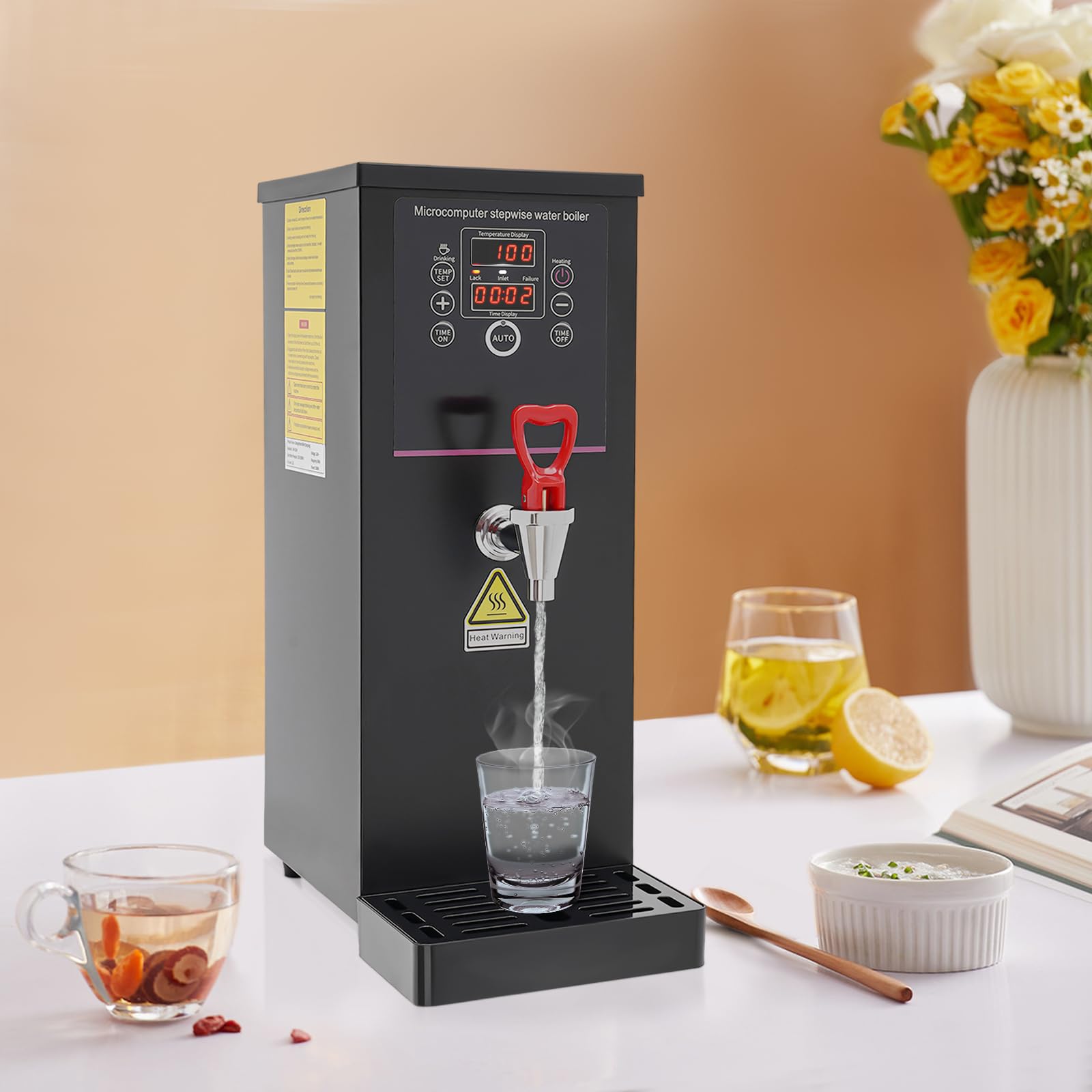Commercial Hot Water Dispenser 25L/H - 2500W Fast Heating Stainless Steel Electric Boiler for Tea, Milk, Coffee - Perfect for Restaurants, Hotels & Cafes - Heavy Duty Black Water Heater for Commercial Use
