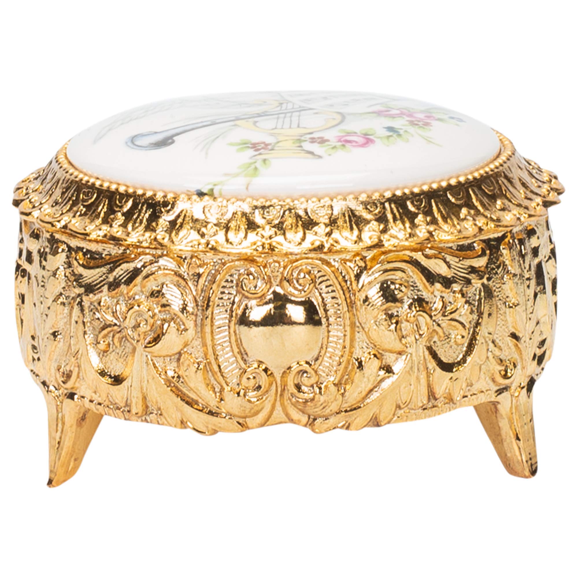 Exquisite Round Ceramic Music Box & Jewelry Box with Hand-Painted Instruments Playing 'Somewhere Out There' Theme - Perfect Gift for Anniversaries, Weddings & Home Decor