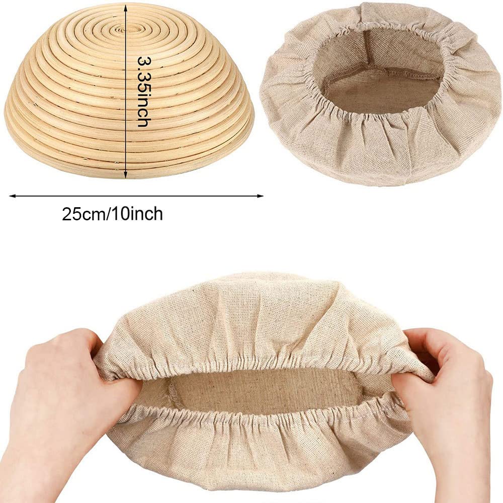 Premium Bread Proofing Basket Liner Set - 6-Piece Round & Oval Linen Covers for Dough Rising (9