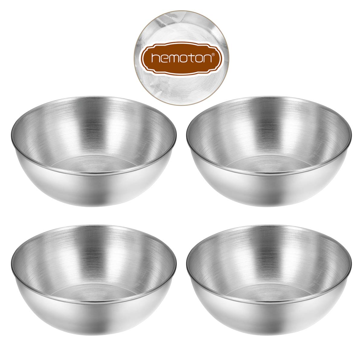 Hemoton 4-Piece Stainless Steel Mini Sauce Bowls - 3.15 Inch Round Sushi Dipping Dishes, Seasoning Saucers & Appetizer Plates for Asian Cuisine, Condiments, and Party Snacks - Perfect for Restaurants, Home Kitchens, and Entertaining