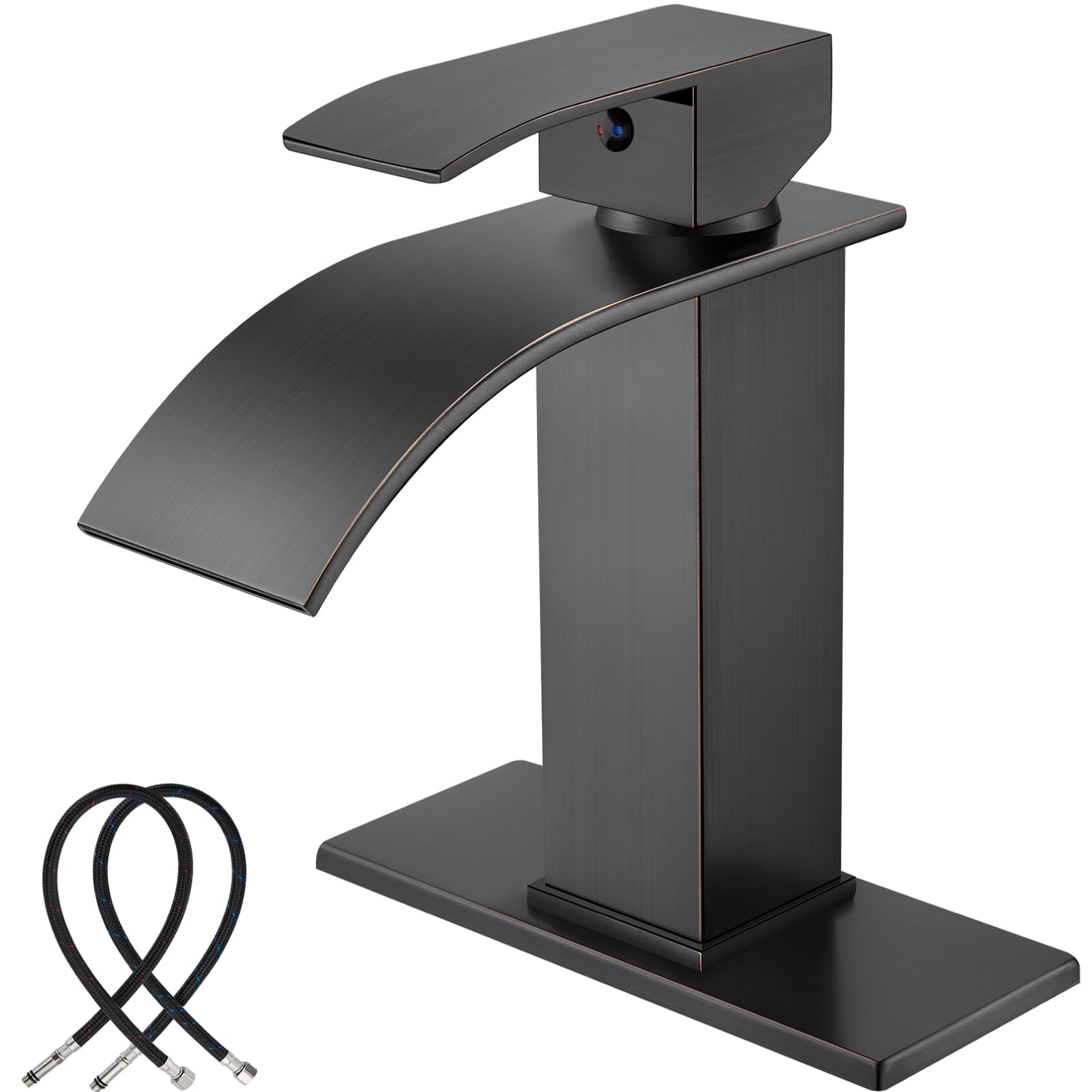 Midanya Single Handle Waterfall Bathroom Faucet - Oil Rubbed Bronze for Sink & Vanity