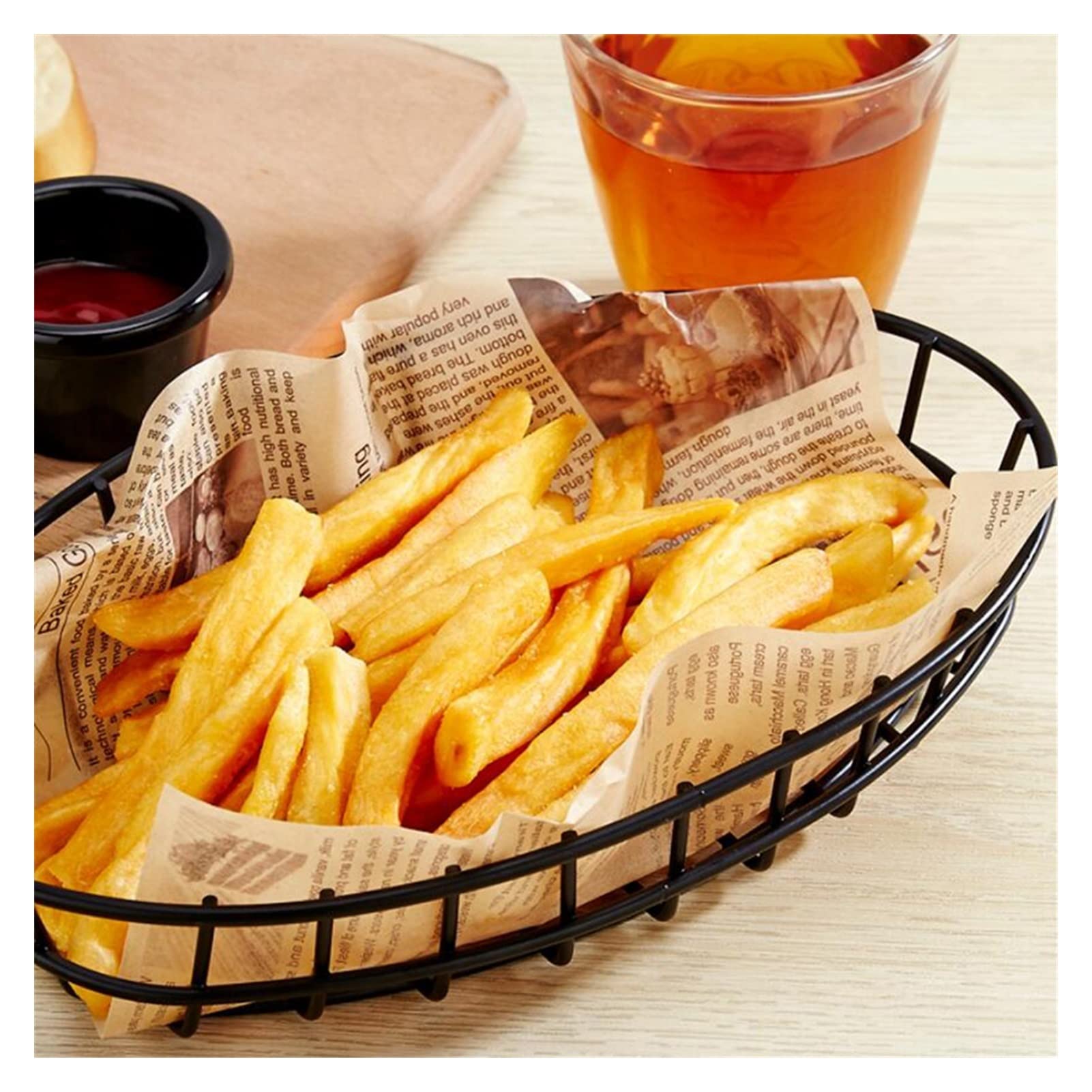 Stainless Steel French Fry Basket - TOMYEUS Potato Chips Fryer Mesh Strainer for Cooking, Snacks & Kitchen Tools (Color: Black) - Perfect for Restaurants, Food Trucks & Home Kitchens