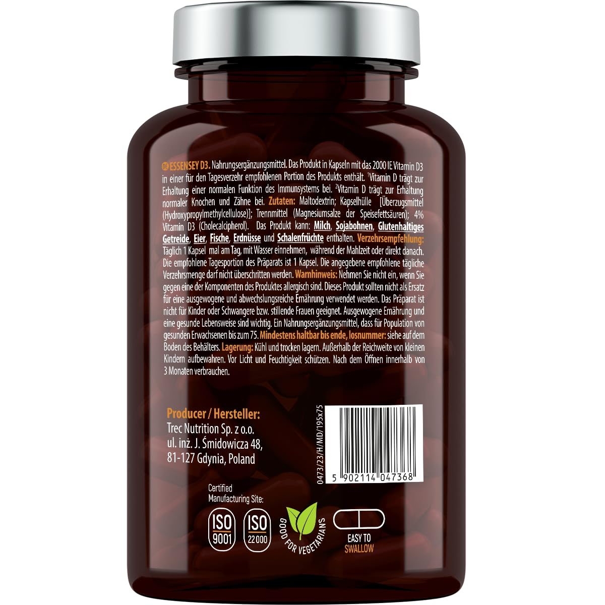 Essensey Vitamin D3 120 Capsules - Supports Immune System & Bone Health - Perfect for Daily Wellness & Immune Boost