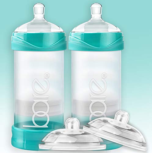 Bittylab 8oz Twin Bare Air-Free Baby Bottle Feeding System with Perfe-Latch for Breastfed Babies & Easy-Latch for Bottle-Fed Infants - Reduces Reflux, Colic, Gas, Fussiness & Sleep Issues - Easy to Use - Perfect for Daycare, Travel & Nighttime Feeding