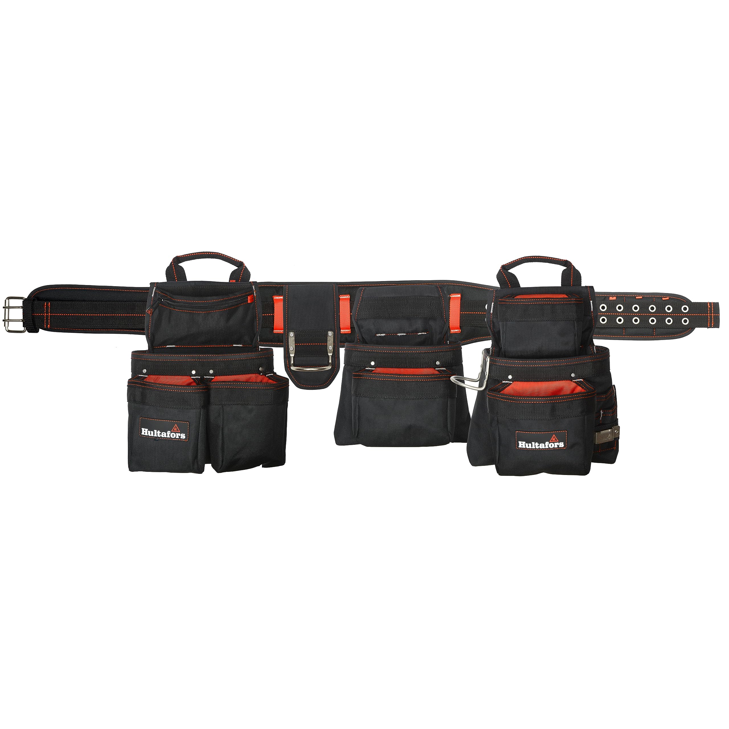 Hultafors HT5652 Professional Carpenter Apron - Heavy Duty Ballistic Polyester Tool Belt with Gusset Pockets, Zippered Compartments, 2 Hammer Loops & Tape Clip - Ideal for Woodworking, Construction & DIY Projects