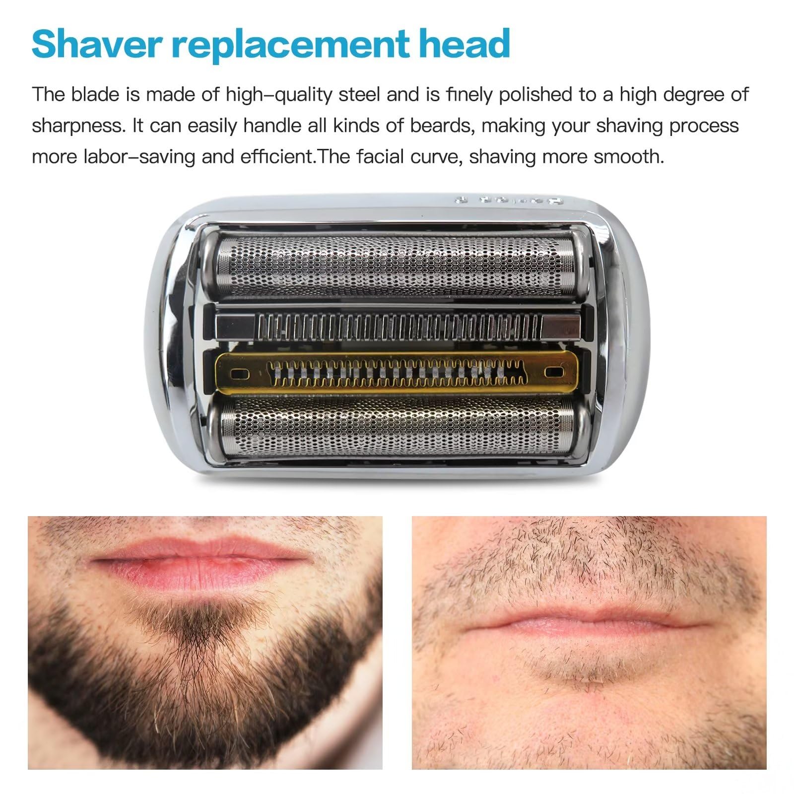 WELURE Replacement Shaver Head for Braun Series 9 92S/92M Men's Electric Razor - Silver | Compatible with Braun 9290cc, 9295cc, 9293s, 9291s | Perfect for Travel & Daily Shaving