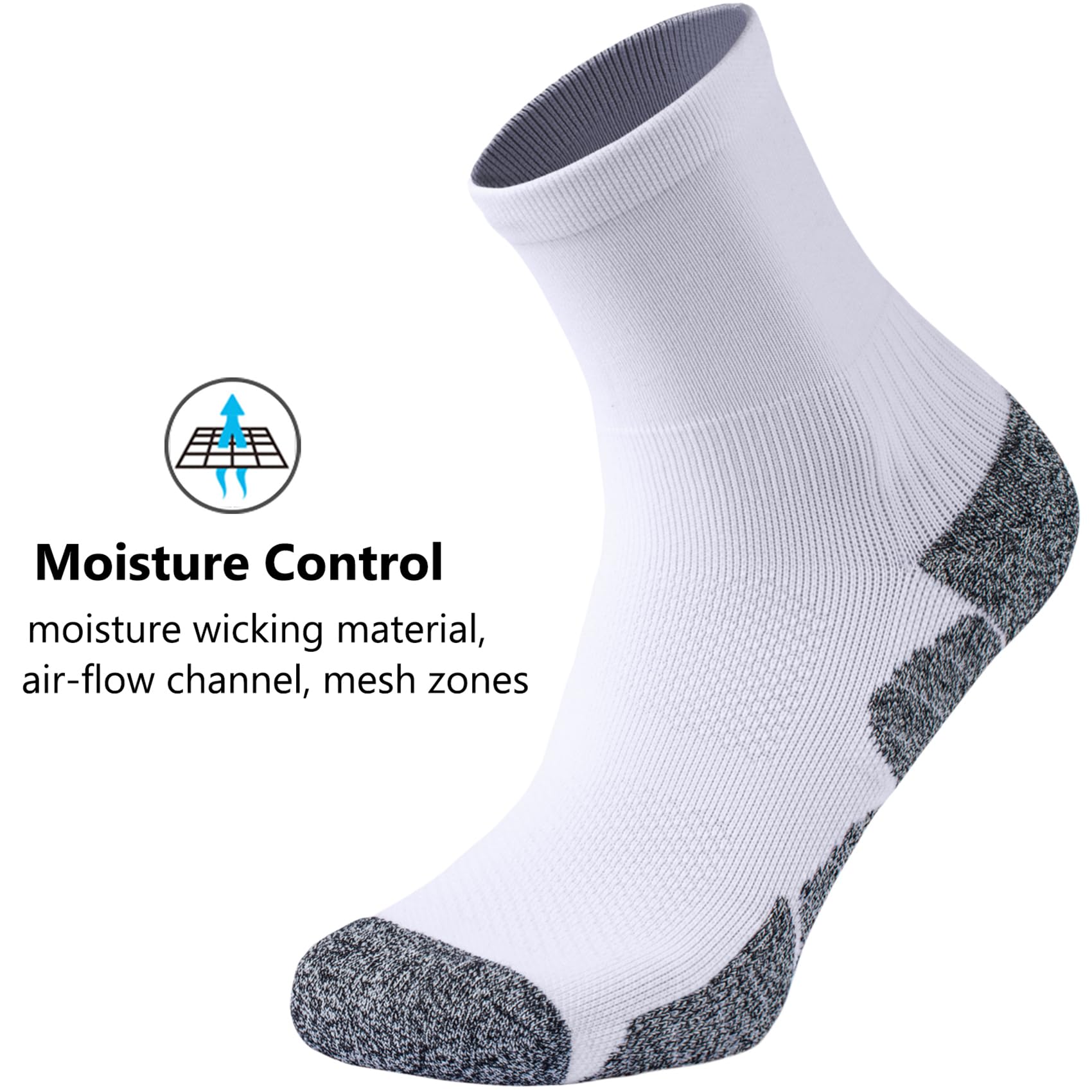 CWVLC Compression Athletic Quarter Socks for Men & Women - Breathable Cushioned Support Socks for Running, Hiking & Sports Performance