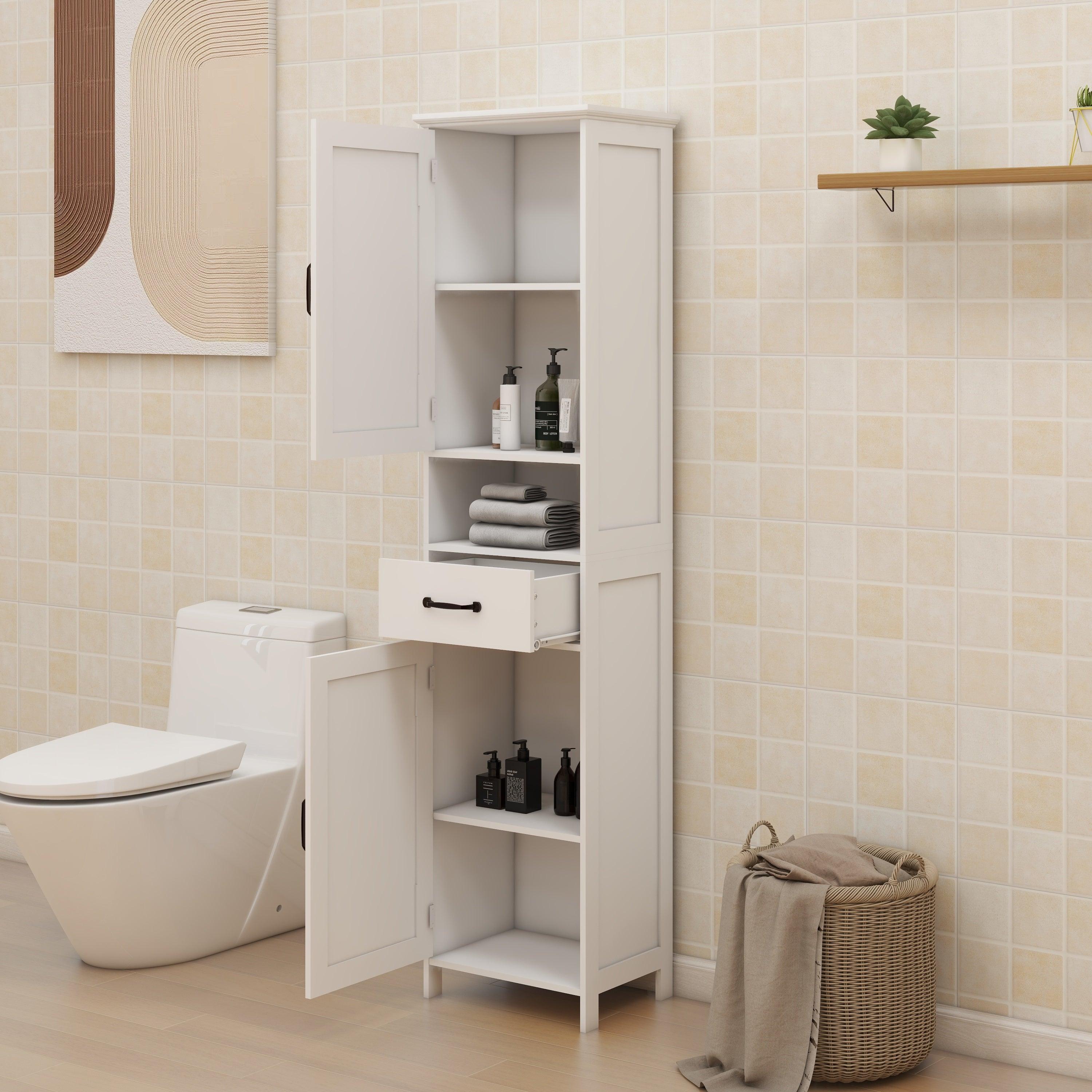 Double Door Narrow Height Slim Floor Standing Cabinet - Space-Saving Storage for Small Rooms & Apartments | Perfect for Bedroom, Living Room & Entryway Organization