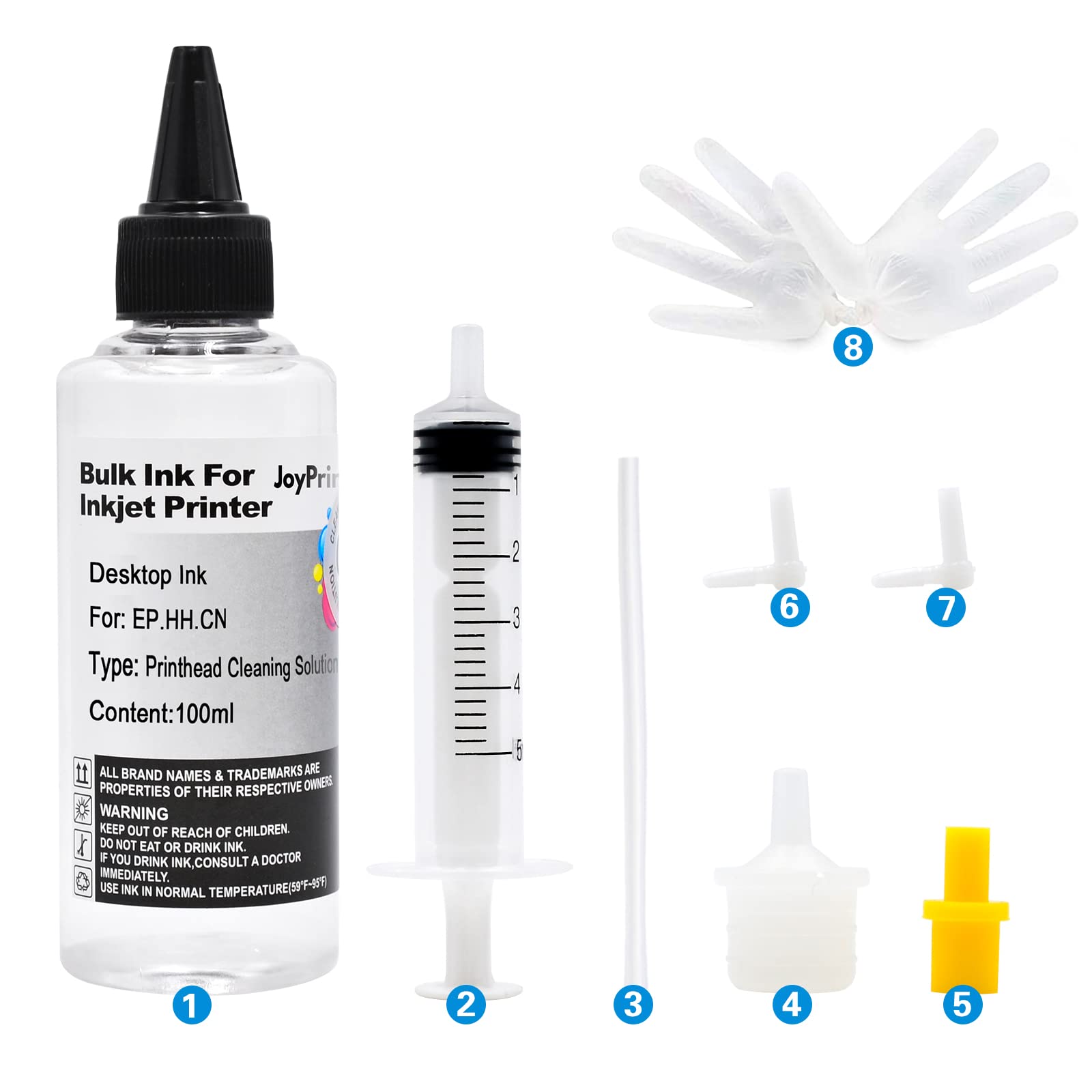 JoyPrinting 2X Printhead Cleaner Kit for Epson/HP/Canon/Brother/Lexmark/Kodak/Samsung Inkjet Printers - 100ml & 10ml Premium Syringe Nozzle Cleaning Solution - Perfect for Clogged Print Heads & Maintenance
