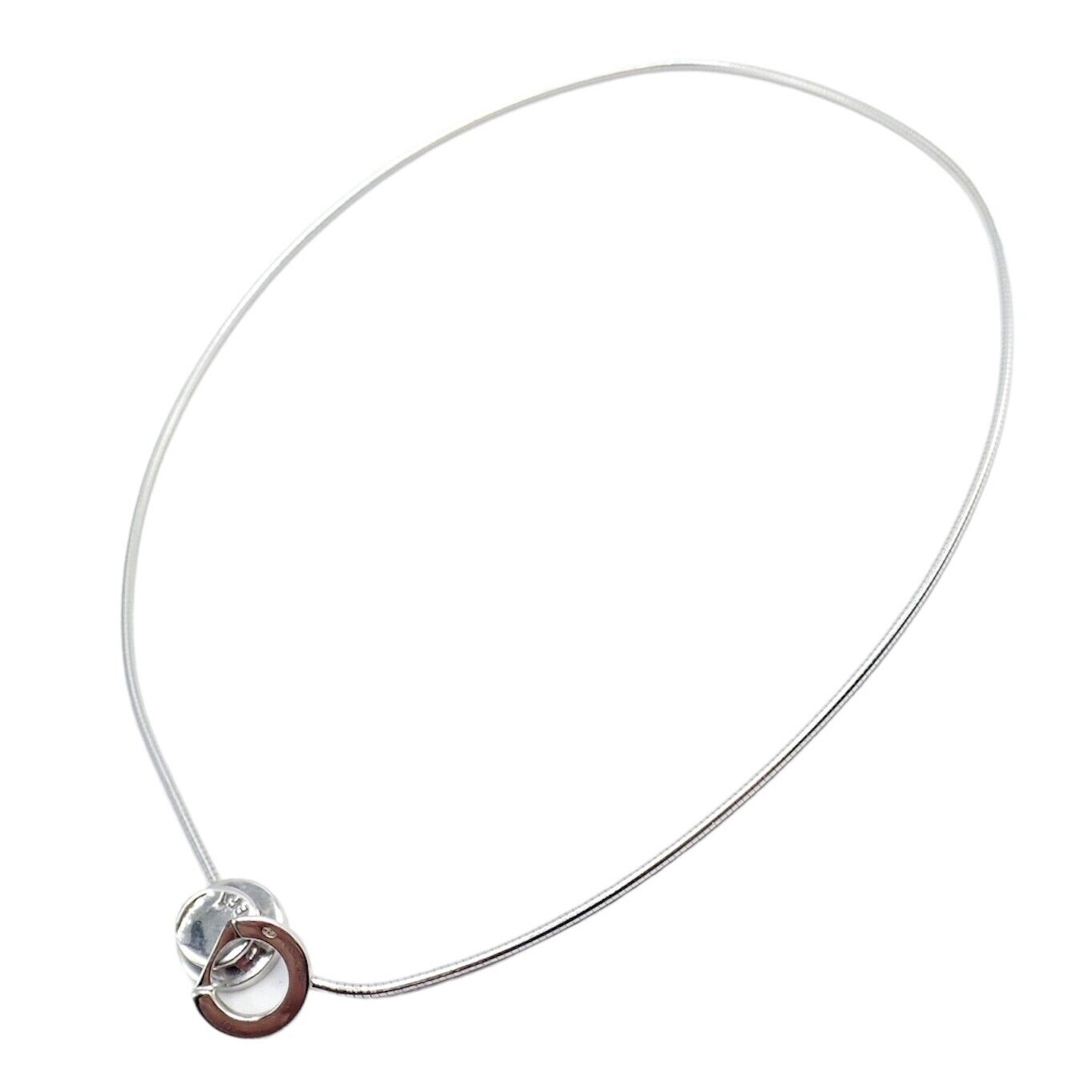 Authentic Dinh Van 18k White Gold Diamond Ombre De Lune Necklace - Luxury Modernist Jewelry for Women, Perfect for Evening Gala & Special Occasions