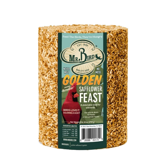 Premium Golden Safflower Seed Log - Extra Large Bird Feeder for Wild Birds | Attract Cardinals, Finches & Woodpeckers | Perfect for Backyard, Garden & Outdoor Bird Watching