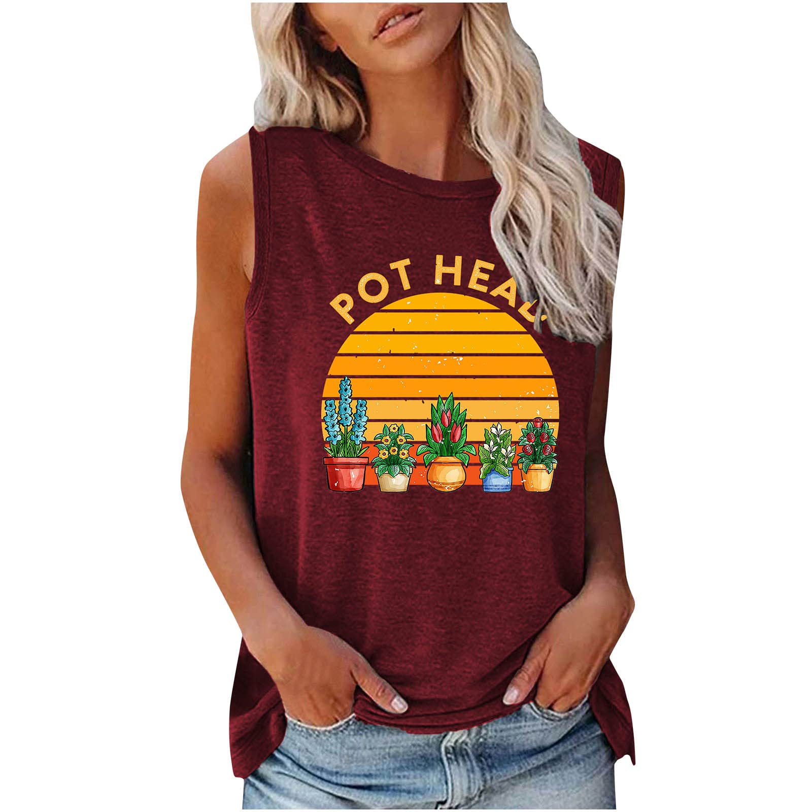 Women's Graphic Print Tank Tops - Summer Sleeveless Loose Fit Casual Blouse Tee for Beach, Gym & Everyday Wear
